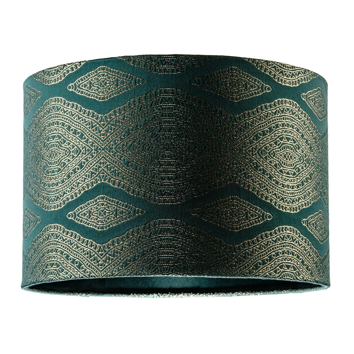 Rackhams Green Sophisticated Forest Lamp Shade With Intricate Geometric Pattern