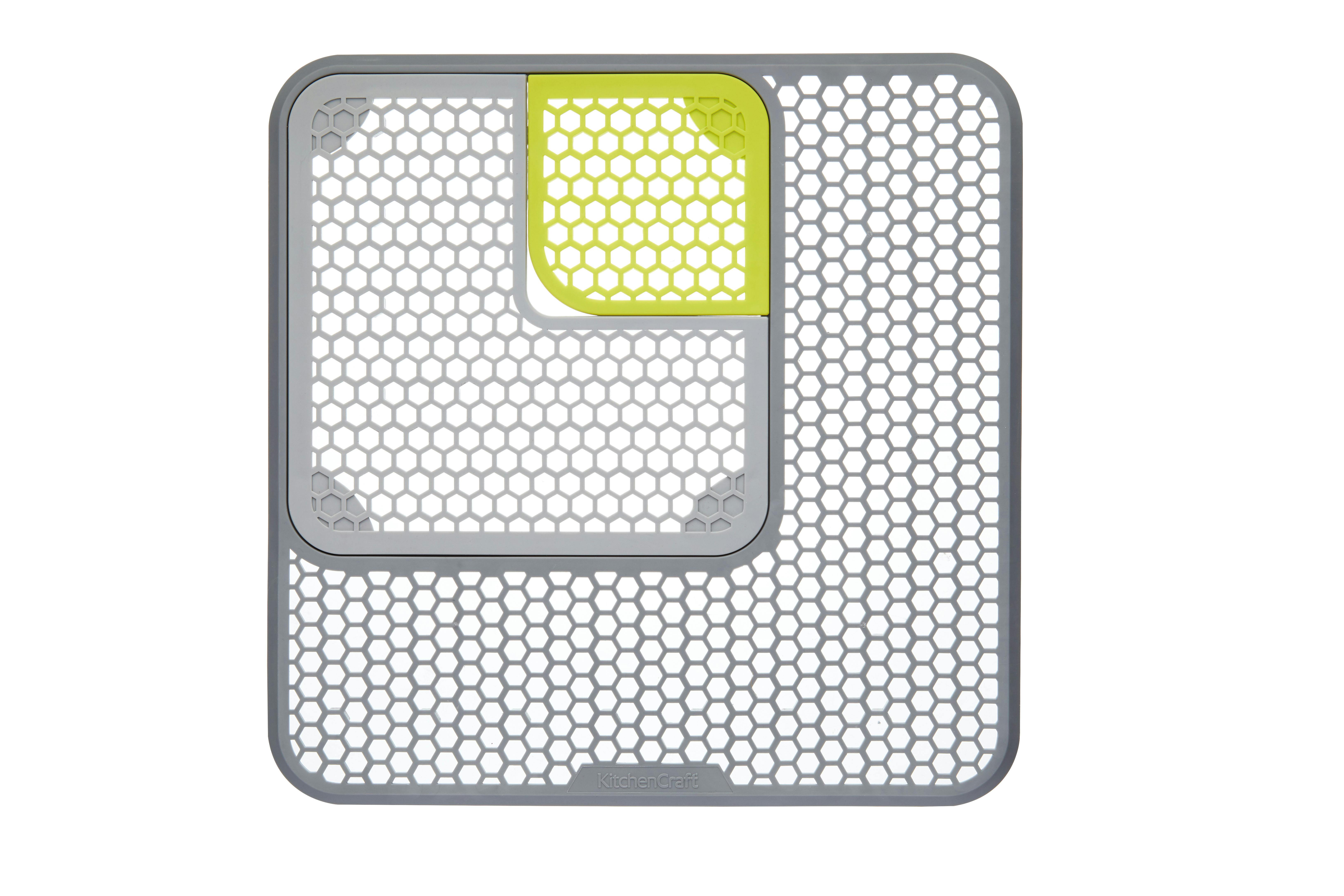 Rackhams Grey Adjustable Sink Draining Mat - Plastic - Dish Drainer