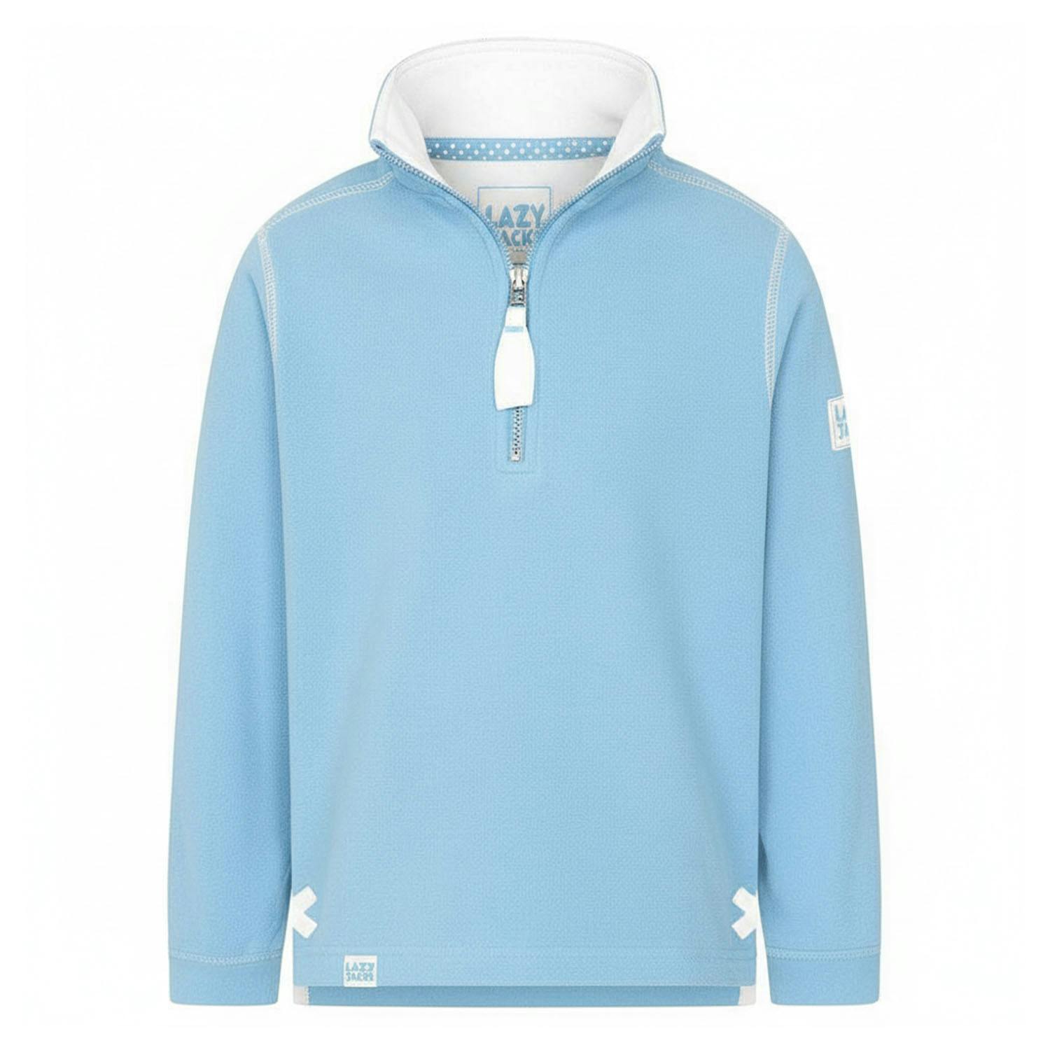 Lazy Jacks Girls Plain Soft Quarter Zip Sweatshirt - Sky - 5-6 Years - Sky - 100% Cotton