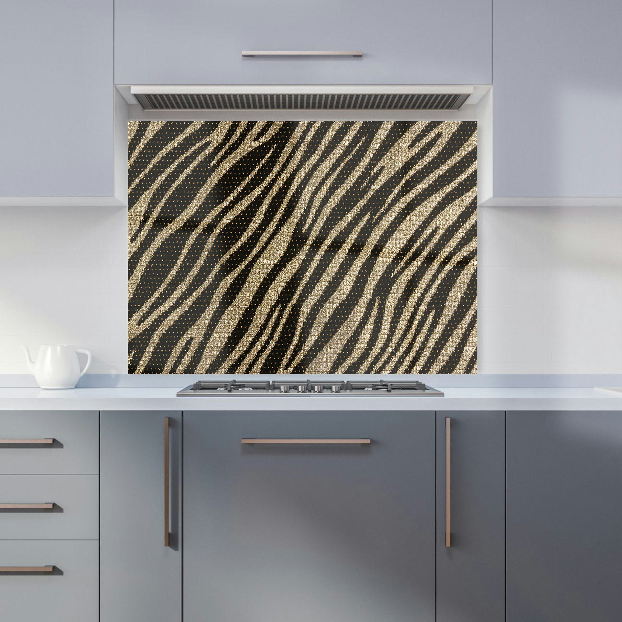 Warren Reed Golden - Designer Zebra Print Kitchen Splashback - W900mm X H650mm