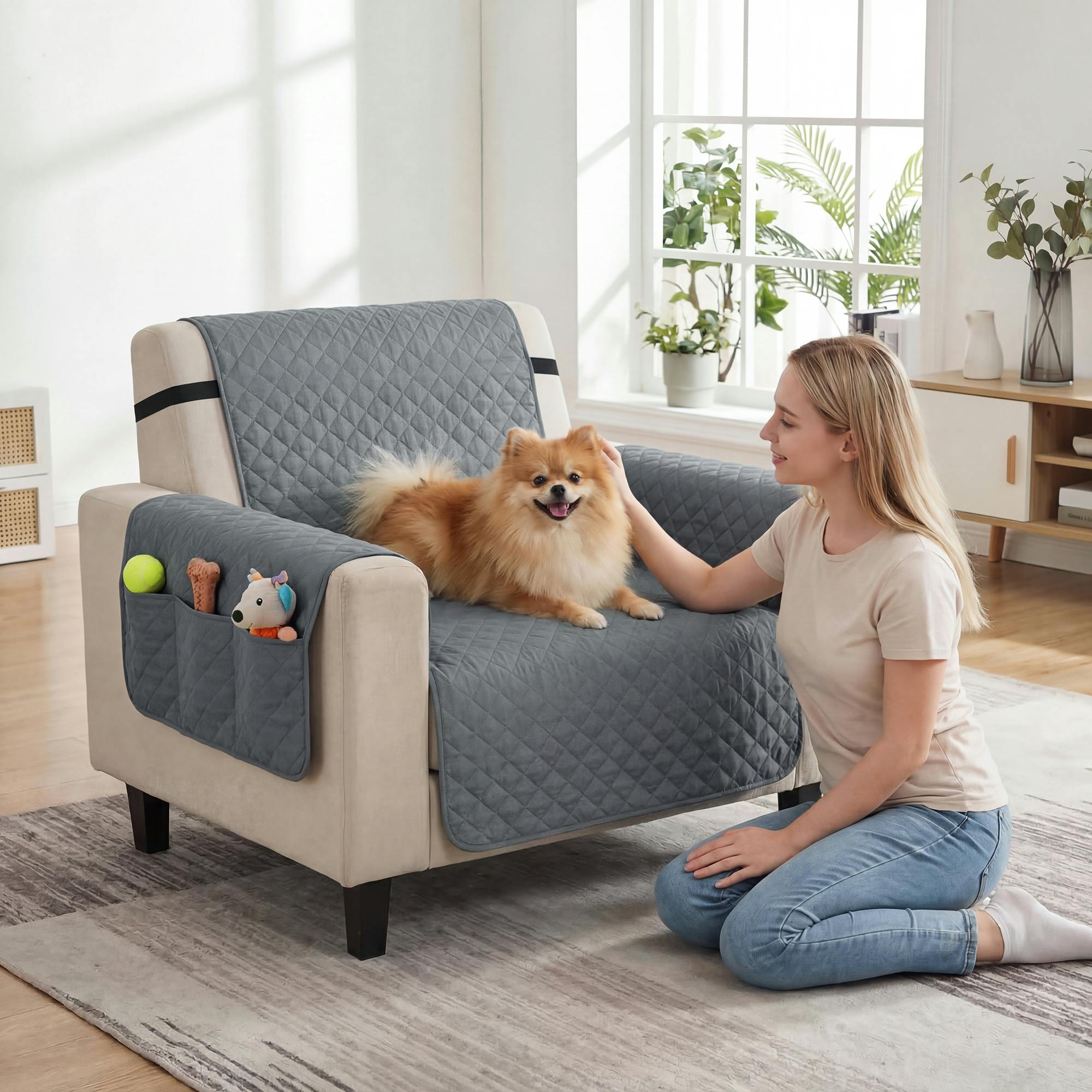 Pawhut Grey Waterproof Sofa Cover, Soft Couch Cover For Dogs Cats Pets - 192L X 177W X 0.5H Cm