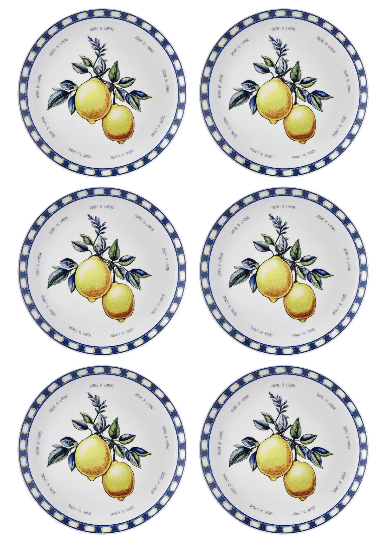 Rozi Odore Di Limone Collection Dinner Plates, Set Of 6