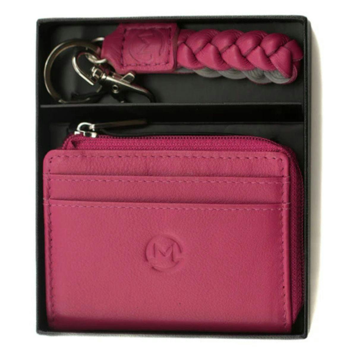 Mala Leather Women's Pink Leather Boxed Giftset - Purse & Keyring