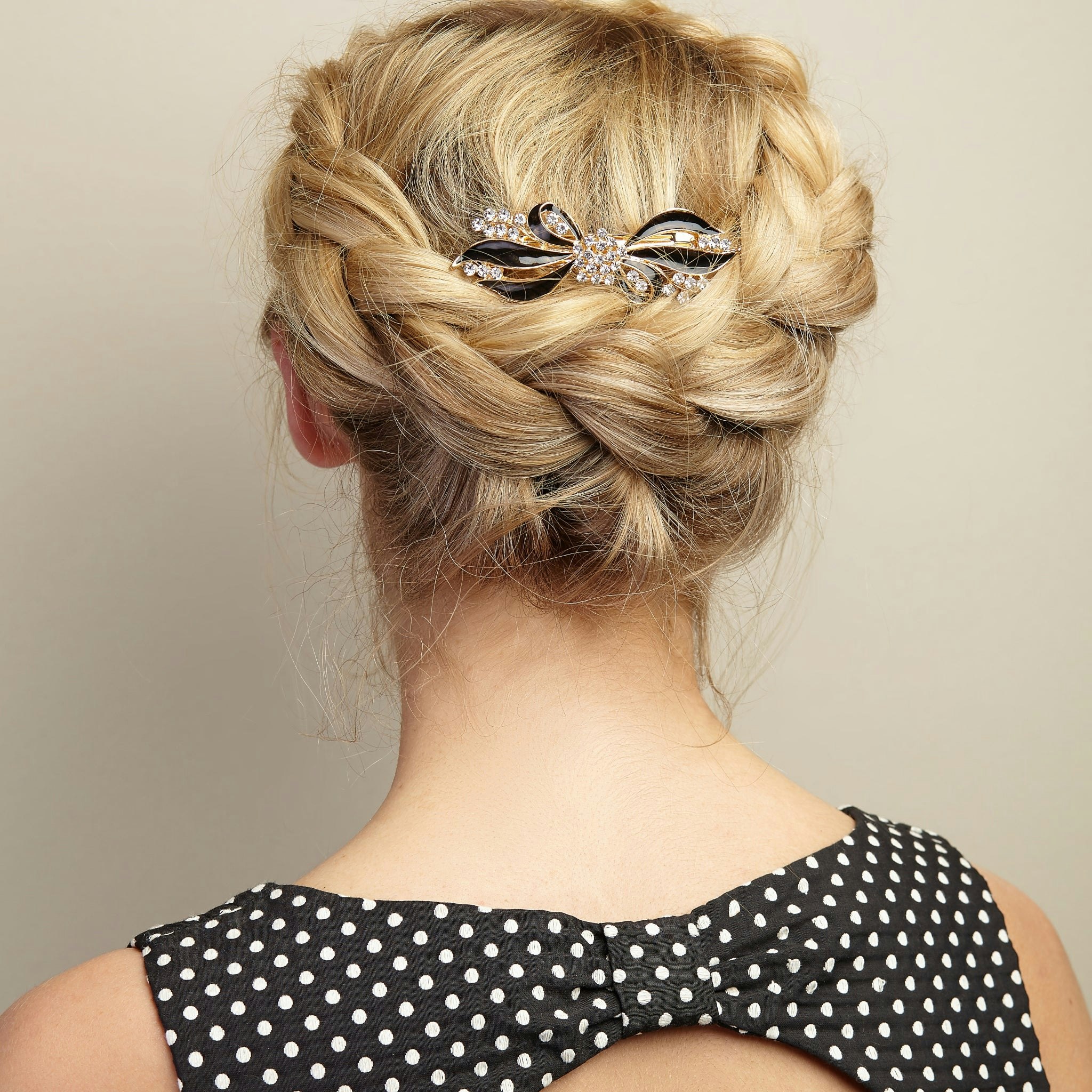 Queenmee Accessories Black Bow Hair Clip With Diamante