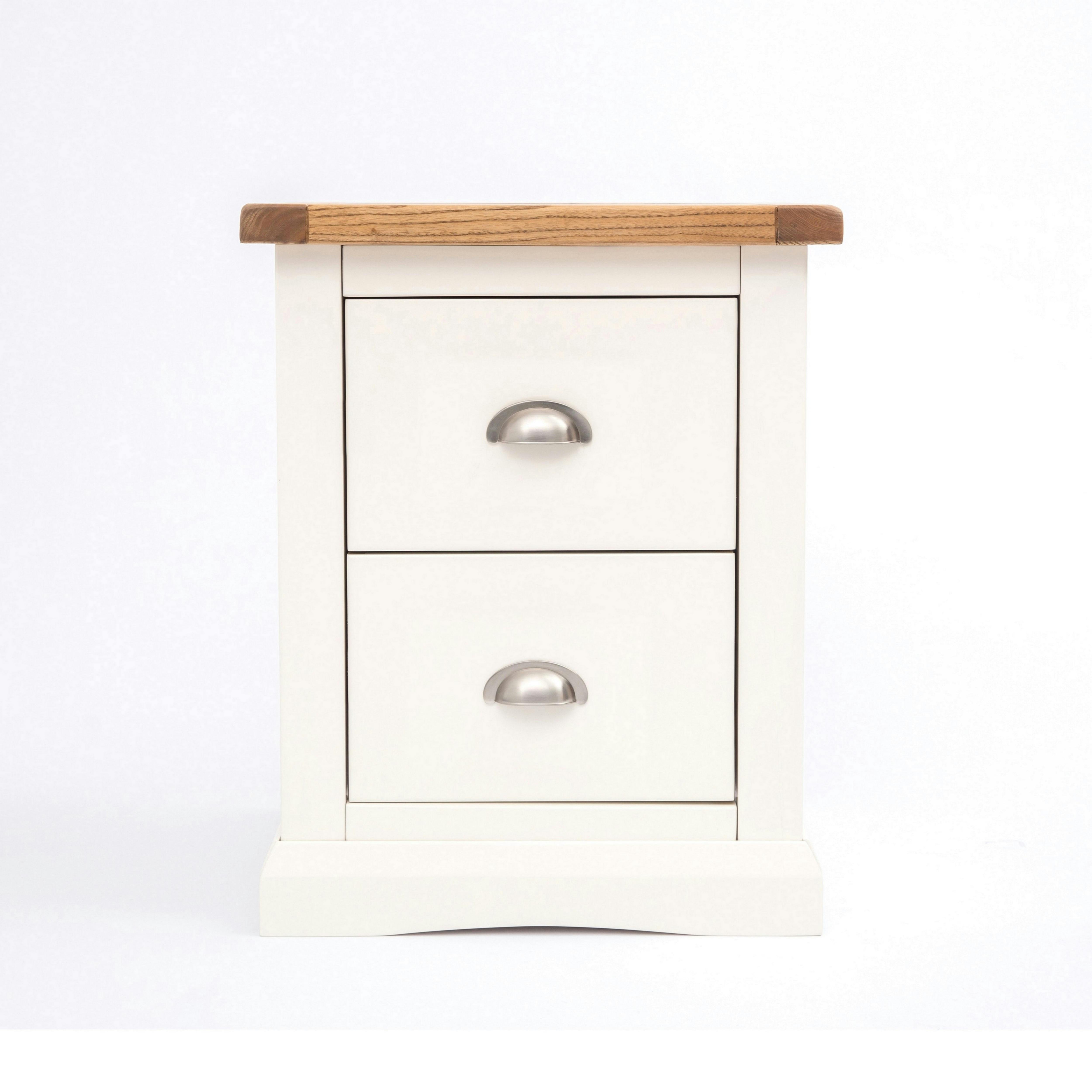 Rackhams White Cosenza 2 Drawer Bedside Table - Off