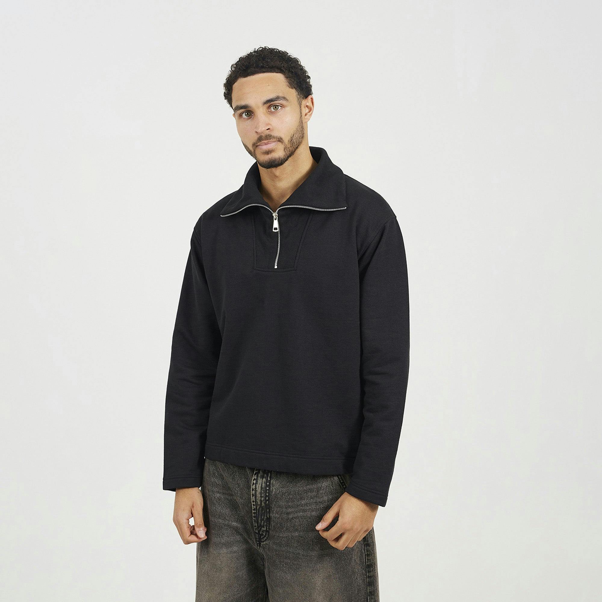 Brave Soul Black High Funnel Neck 1/4 Zip Sweatshirt - Xxl