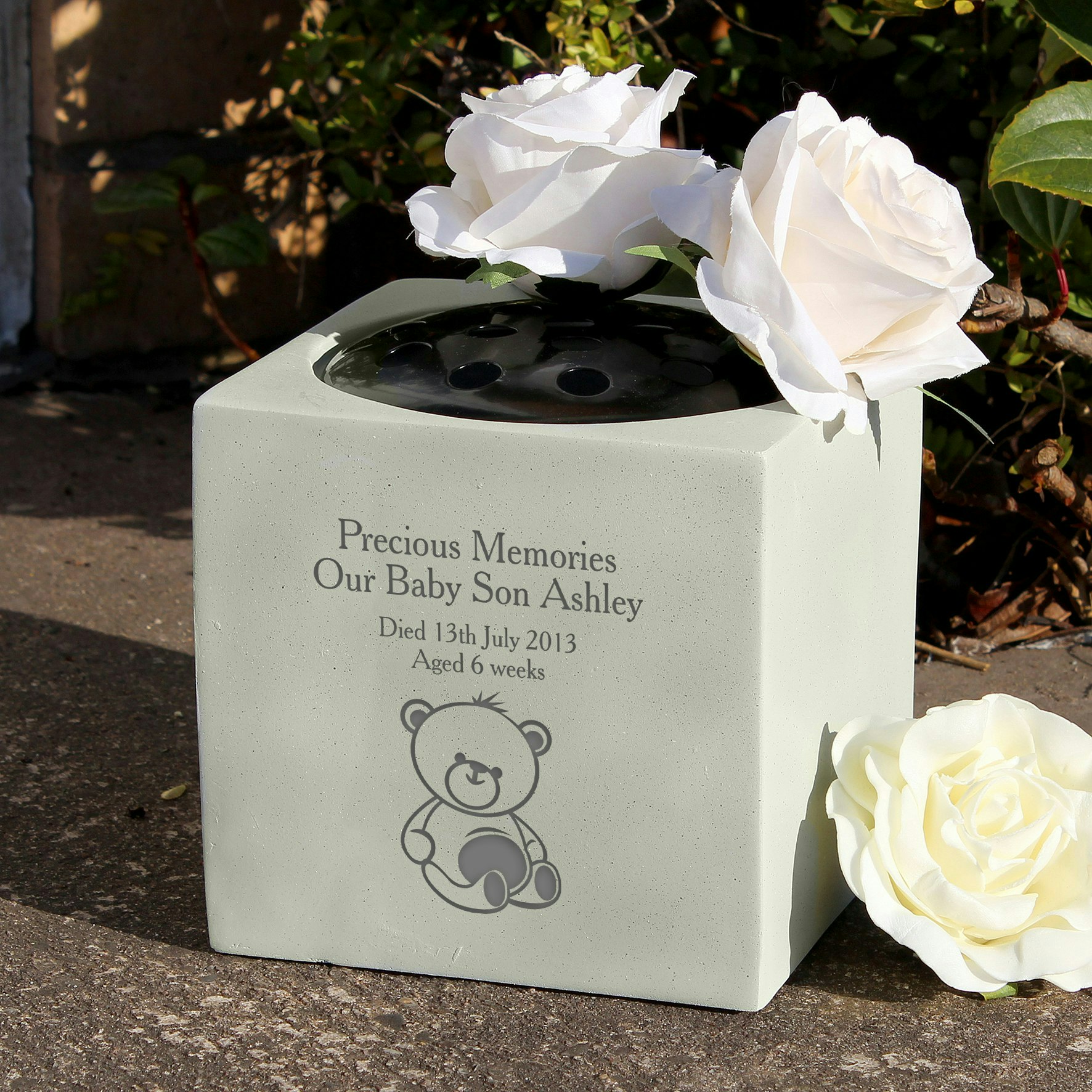 Rackhams Personalised Teddy Bear Memorial Vase