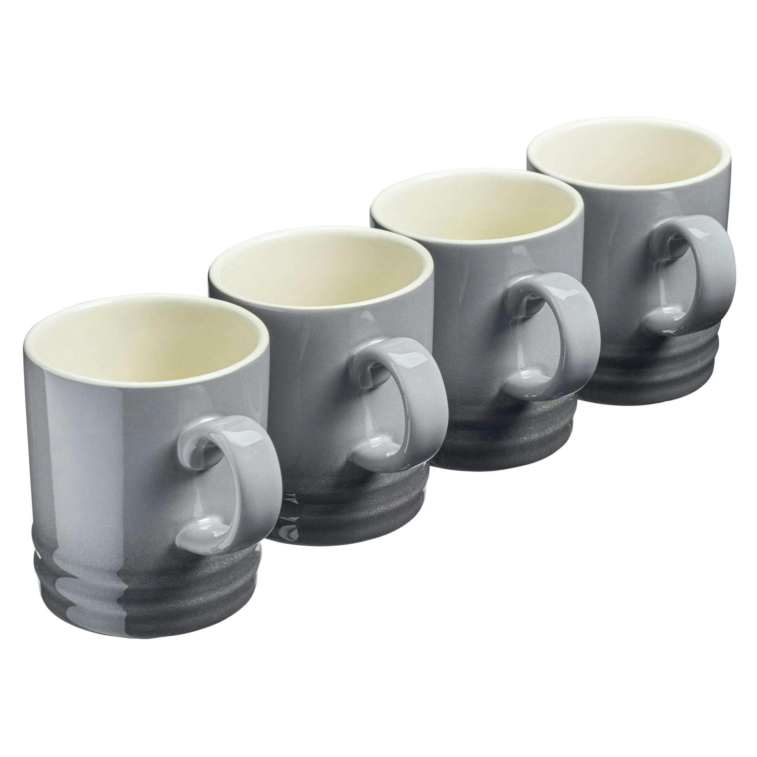 B&Q -  Set Of 4 Colourful Stoneware MugsTea Coffee Drinking Cups 350Ml CapacityDishwasher & Microwave SafeGrey - Image 4