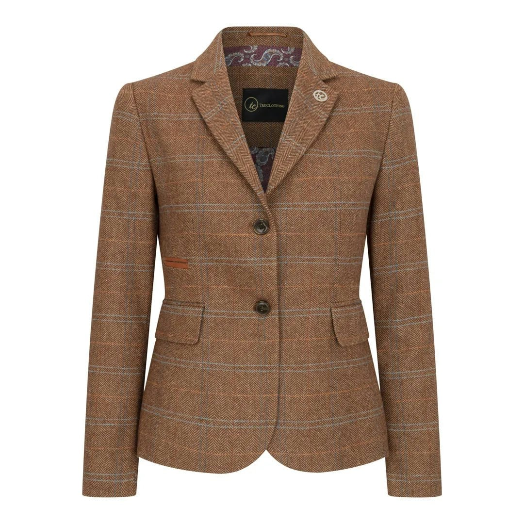 Truclothing Women's Brown Tpstz73 - Oak Tweed Blazer Waistcoat - Uk 8 - Blazer