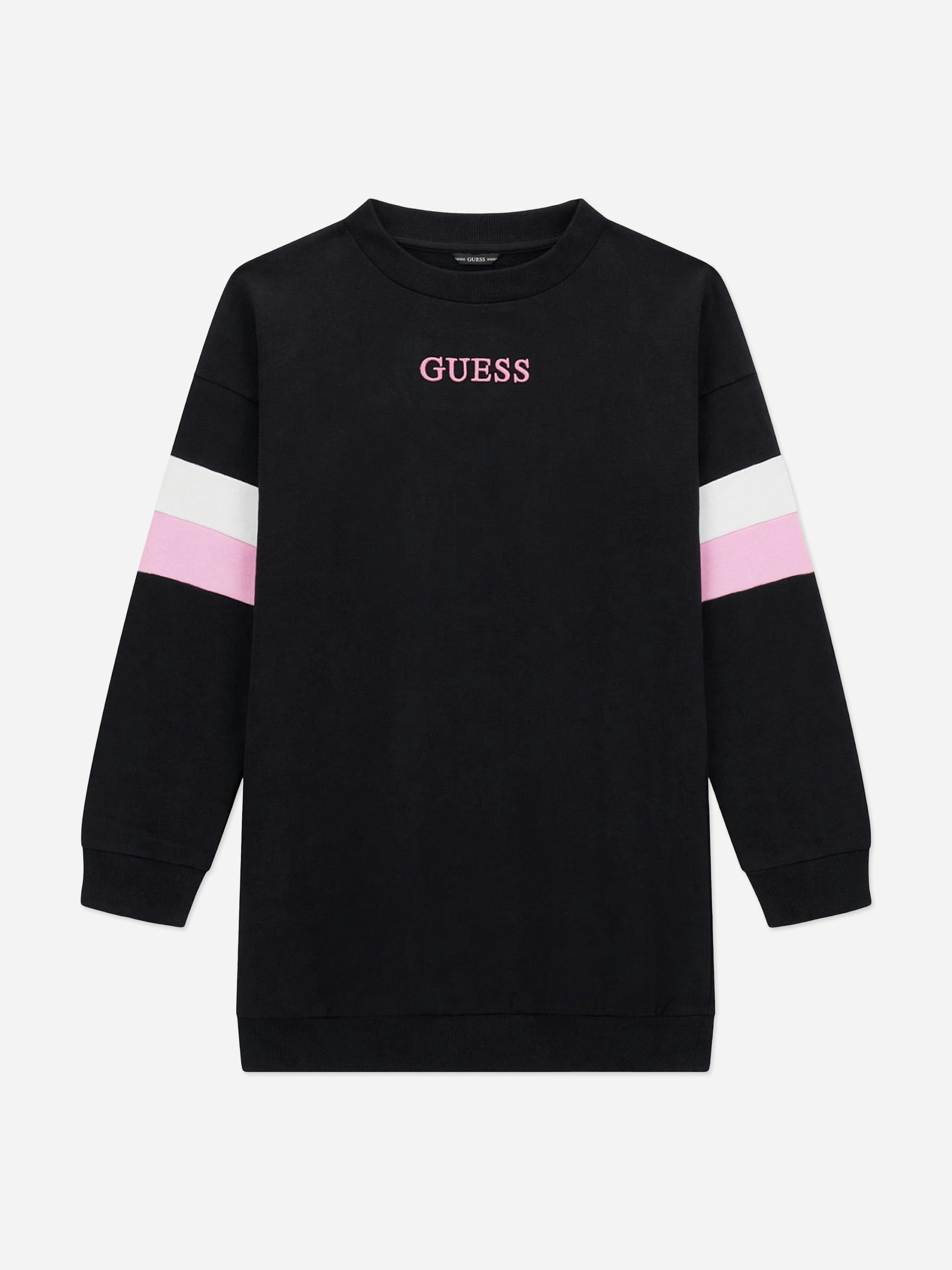 Guess Girls Black Logo Sweater Dress In - 10 Yrs