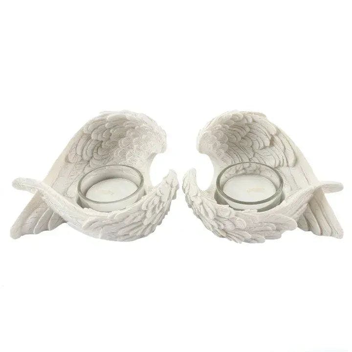 Rackhams White Set Of 2 Winged Candle Holders
