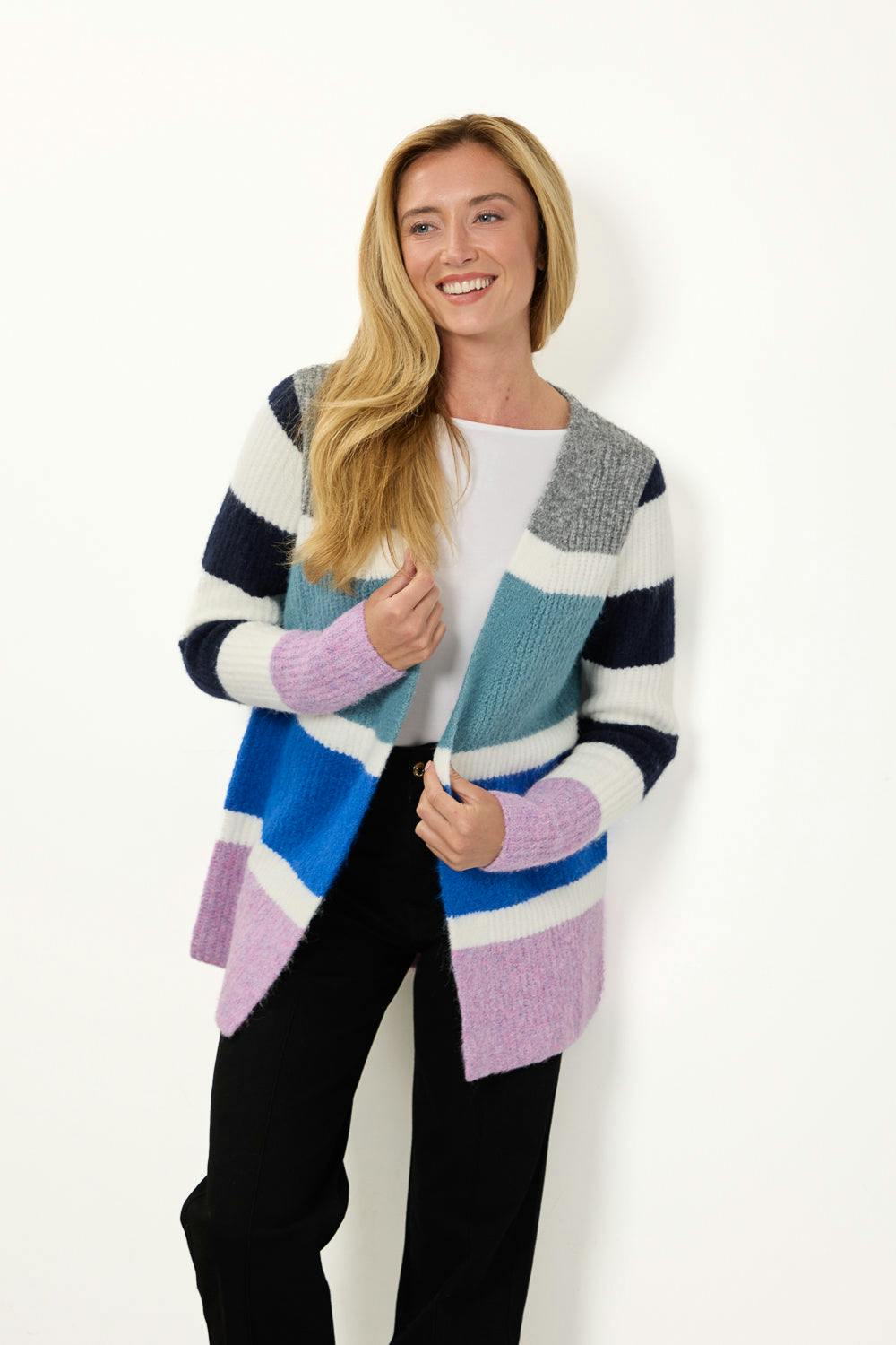Mudflower Blue Stripe Knit Cardigan - 12