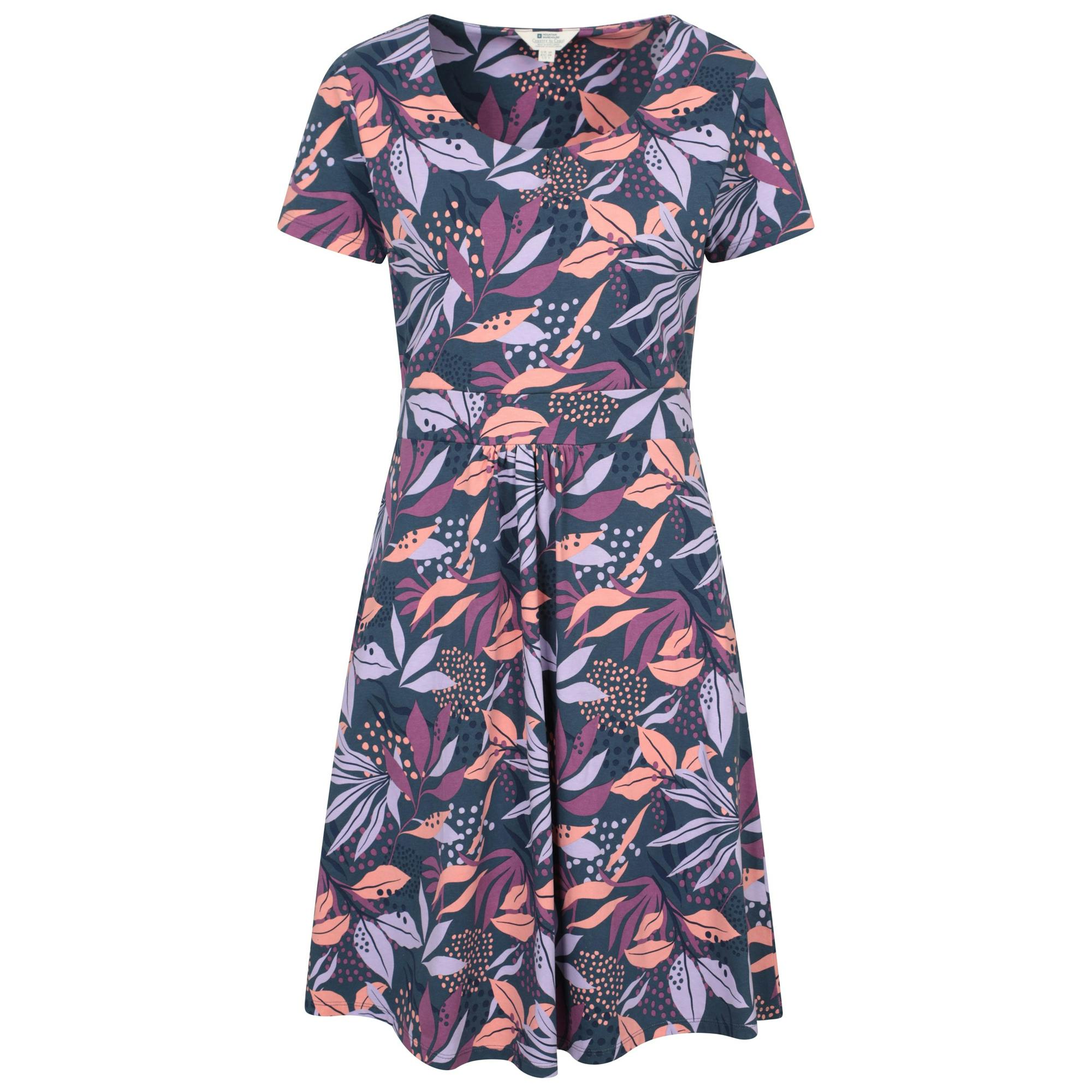 Mountain Warehouse Women's Purple Orchid Leaf Dress - 10 Uk - 50% Cotton/50% Viscose