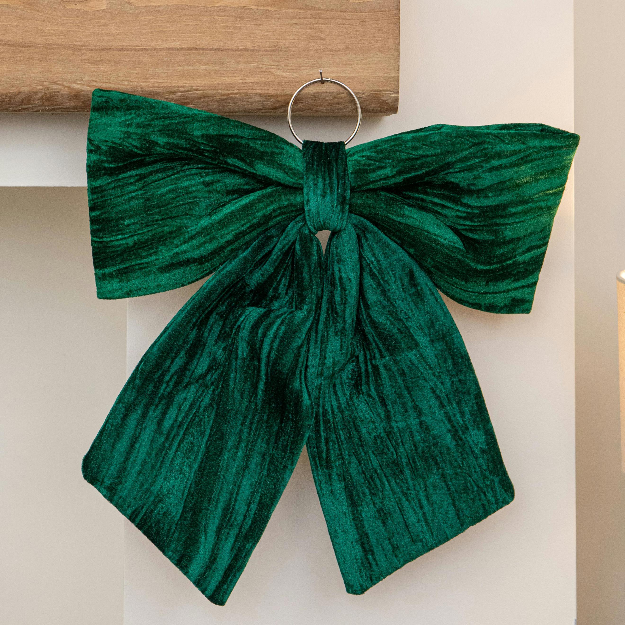 Samuel Alexander 44Cm X 45Cm Emerald Green Velvet Christmas Bow, Green - Image 3