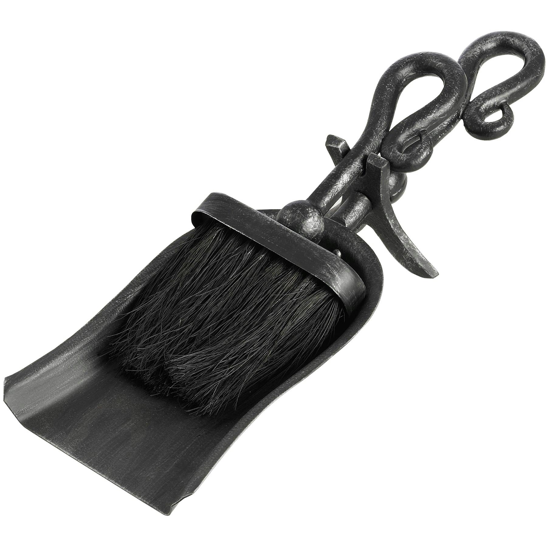 Hill Interiors Black Brushed Steel Crook Top Hearth Tidy Set - Silver/Black/Grey - Image 3
