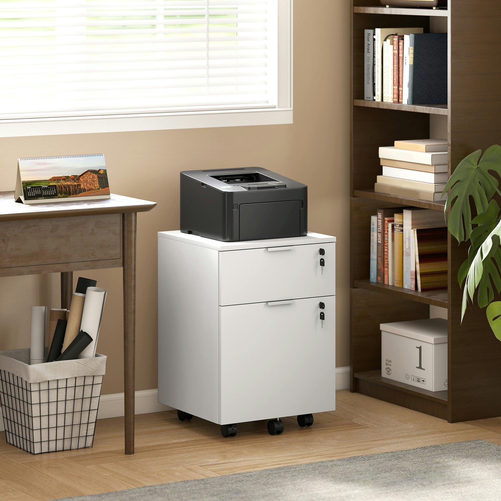 Rackhams White Two-Drawer Lockable Filing Cabinet - Image 3