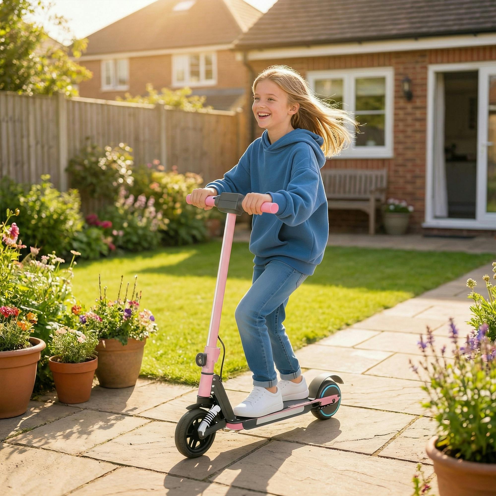 Sportnow Unisex Pink Folding Electric Scooter W/ Led Lights & Display In Size 6 - Image 3