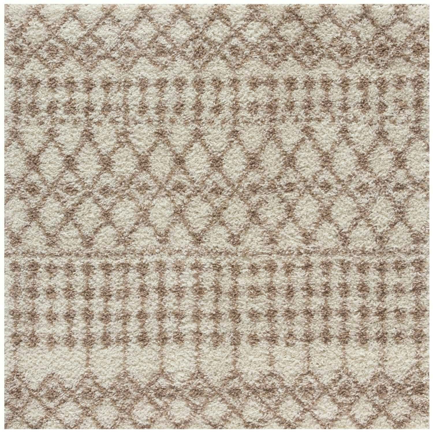 Rackhams Ivory/Beige Moroccan Shaggy Rug | 1030 - 120X120 Cm
