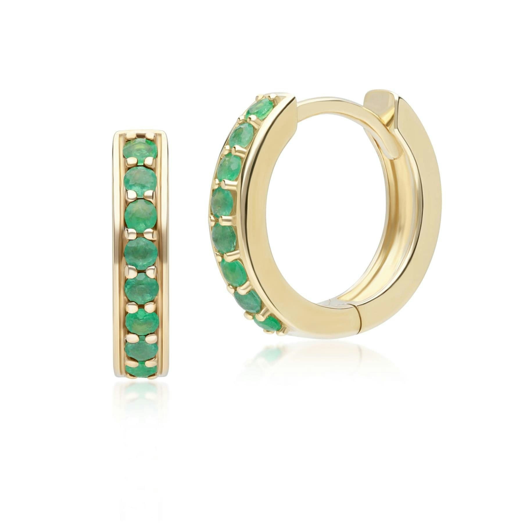Gemondo Yellow/Gold Classic Emerald Huggie Hoop Earrings In 9Ct