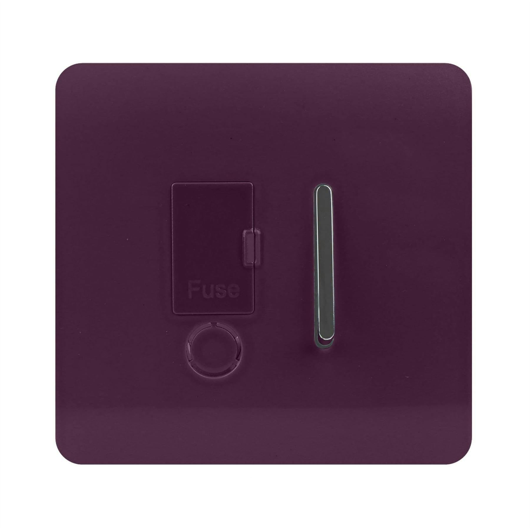 Trendi Switch Screwless Artistic Modern Glossy Tactile 230V Switched 13 A Single Fused Spur Connection Unit w/Flex Outlet Chrome Rocker in Plum Purple - ART-FSPL - Image 8