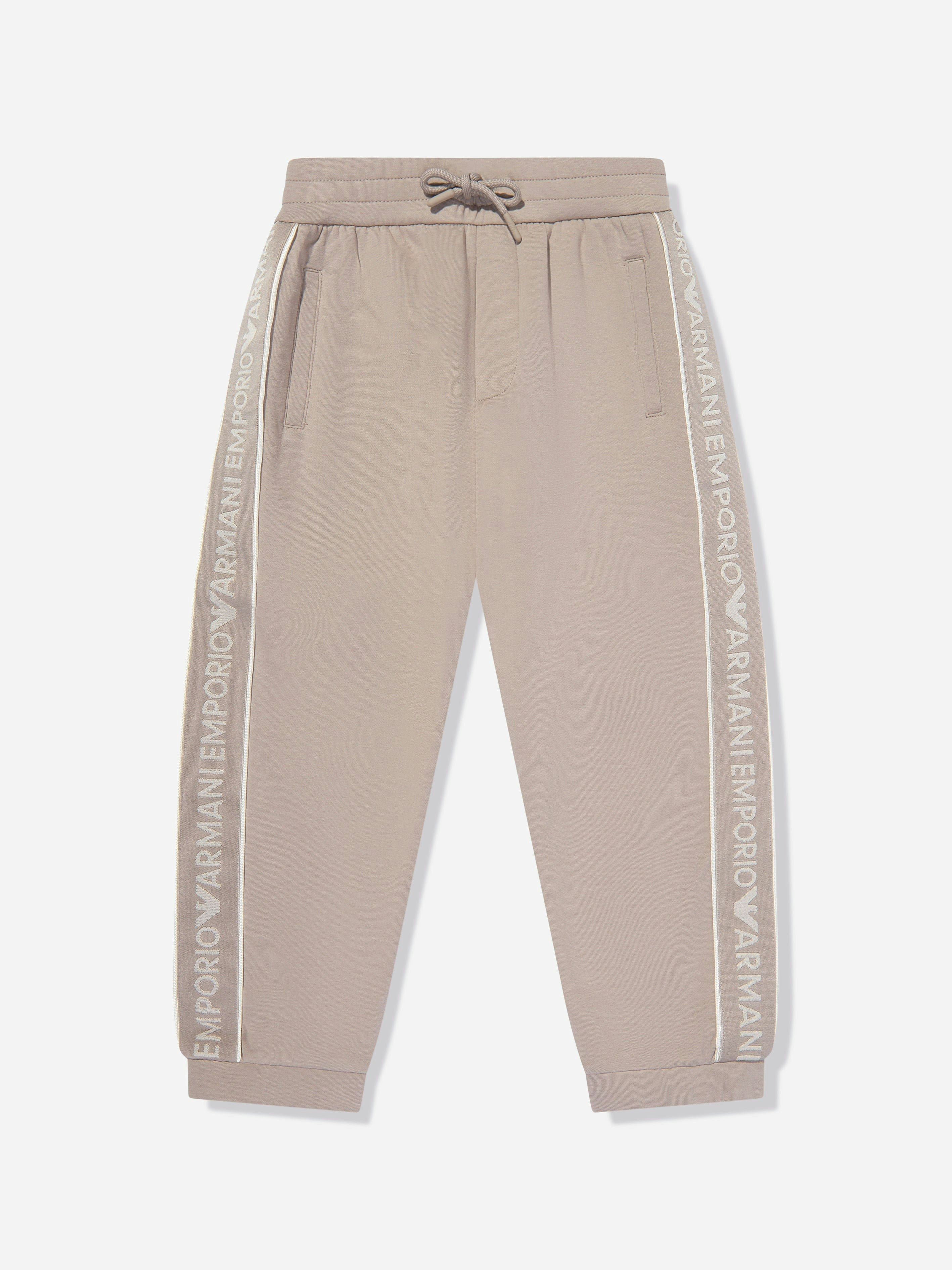 Emporio Armani Boys Brown Logo Joggers In - 6 Yrs
