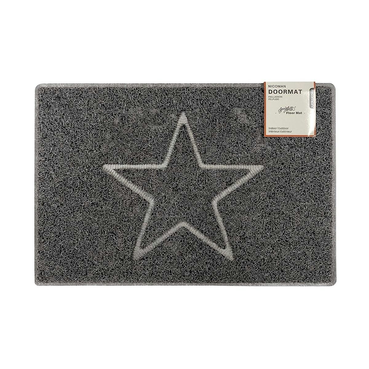 Oseasons Grey Star Large Embossed Doormat In - Vinyl - 1