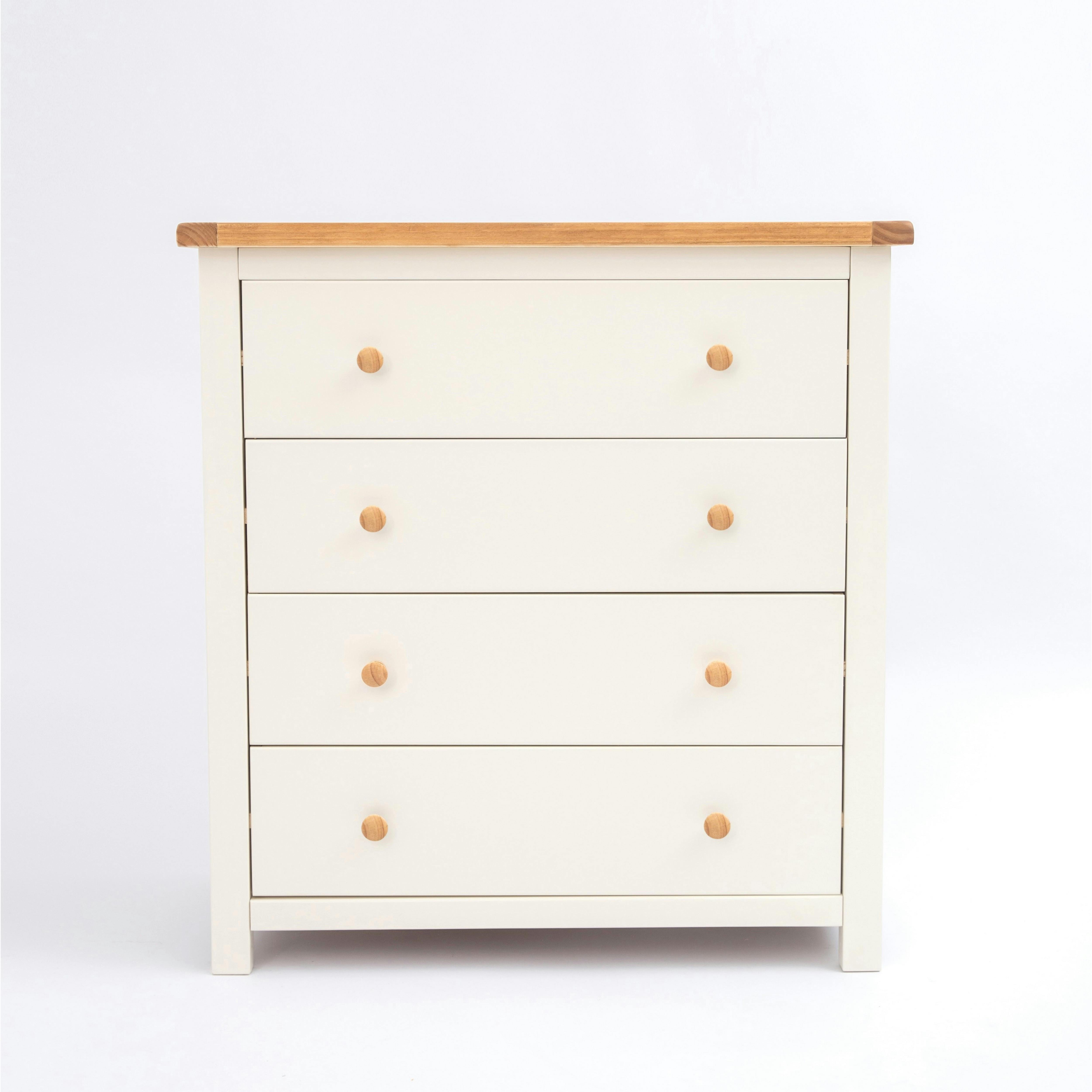 Cabinet Bits Magiore 4 Drawer Chest - White / Wood - Image 3