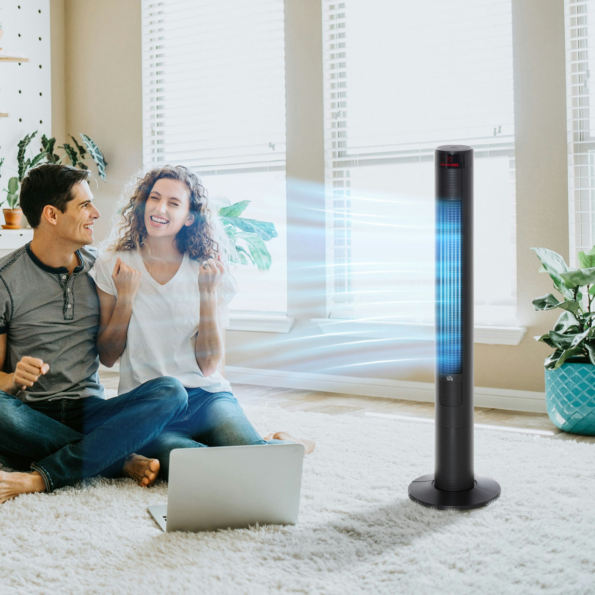 Homcom Oscillating Tower Fan Remote Control 3 Speed Modes