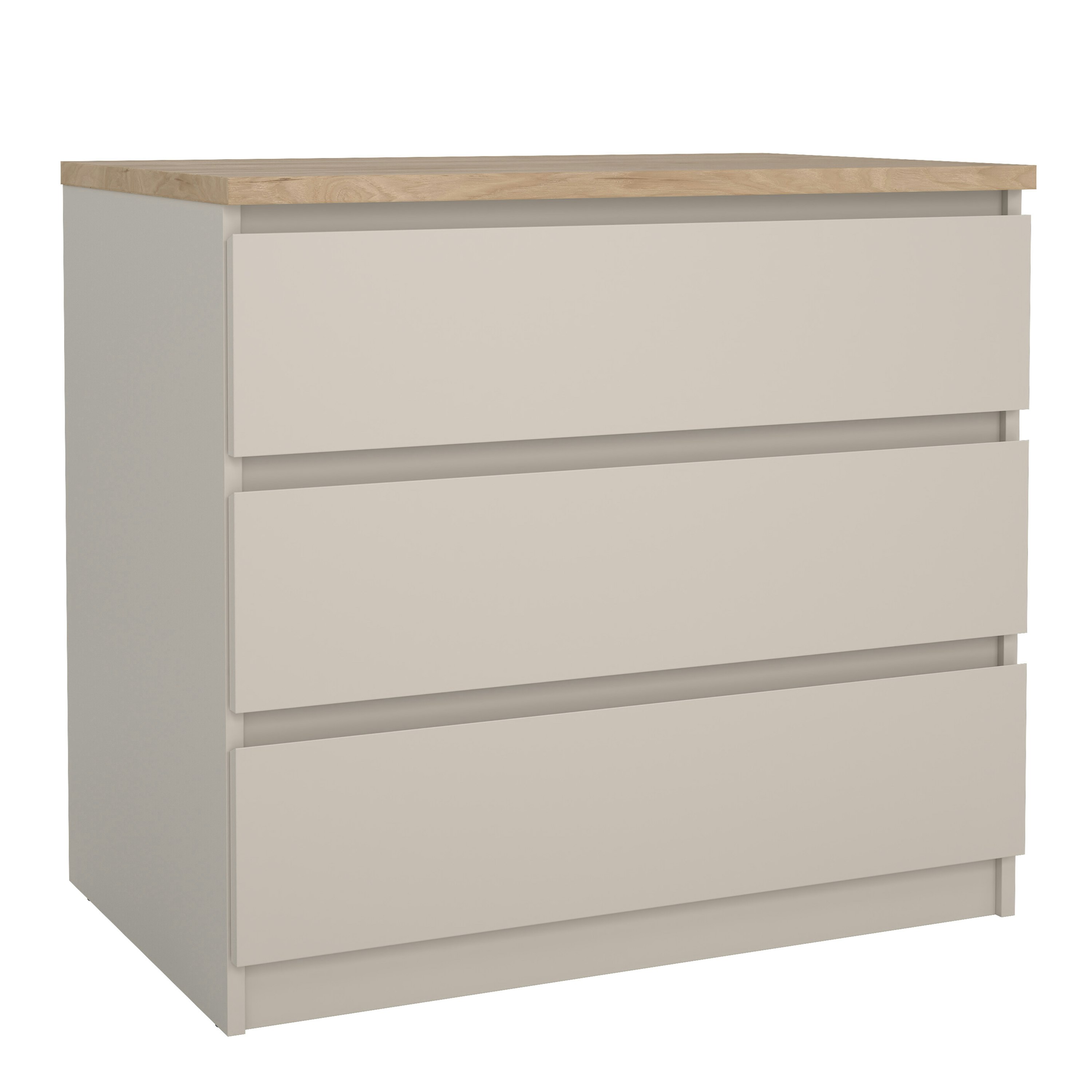 Furniture To Go Naia Chest Of 3 Drawers In Cashmere Jackson Hickory - Cashmere & Oak - Matt - Melamine