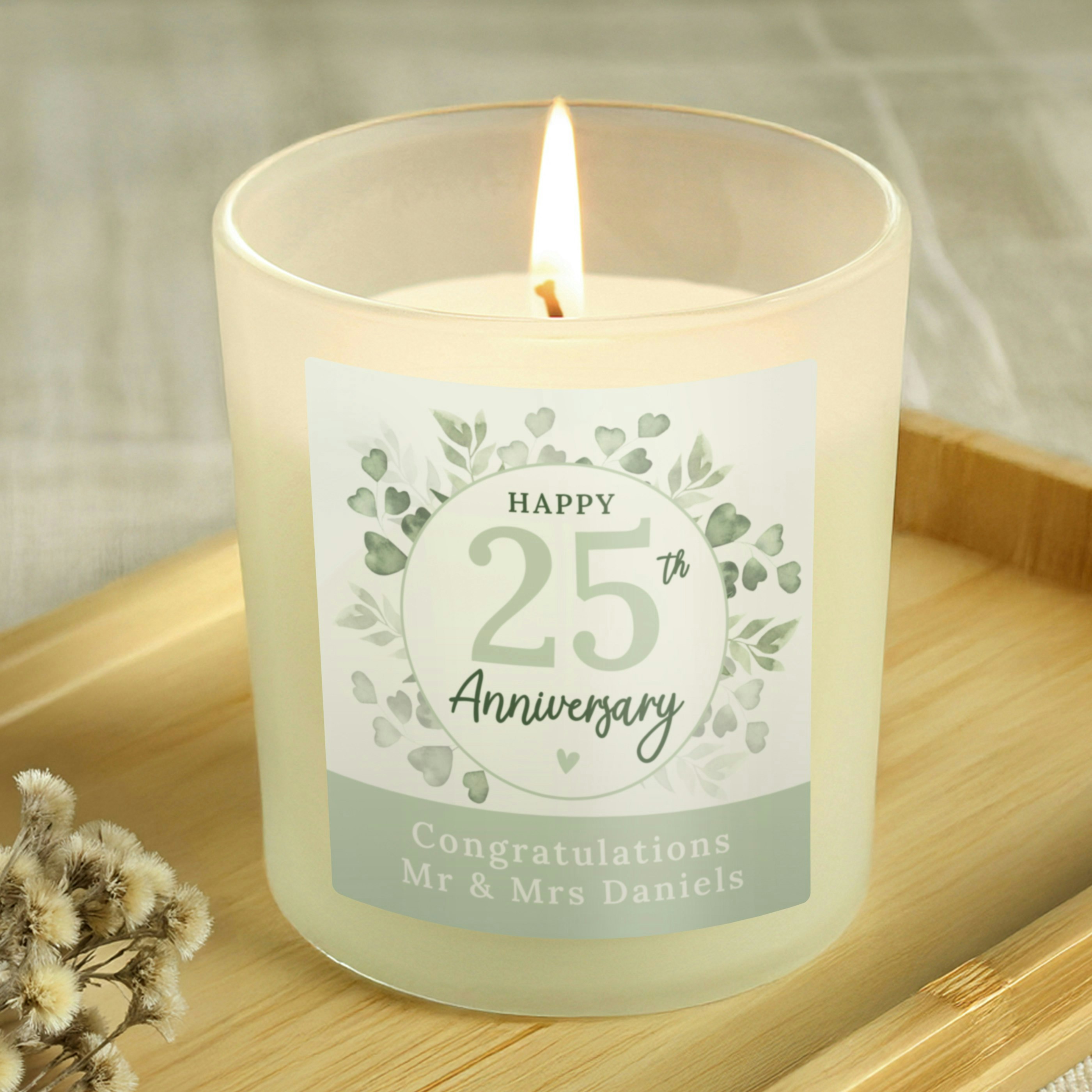 Personalised Memento Company Personalised Botanical Anniversary Candle Jar