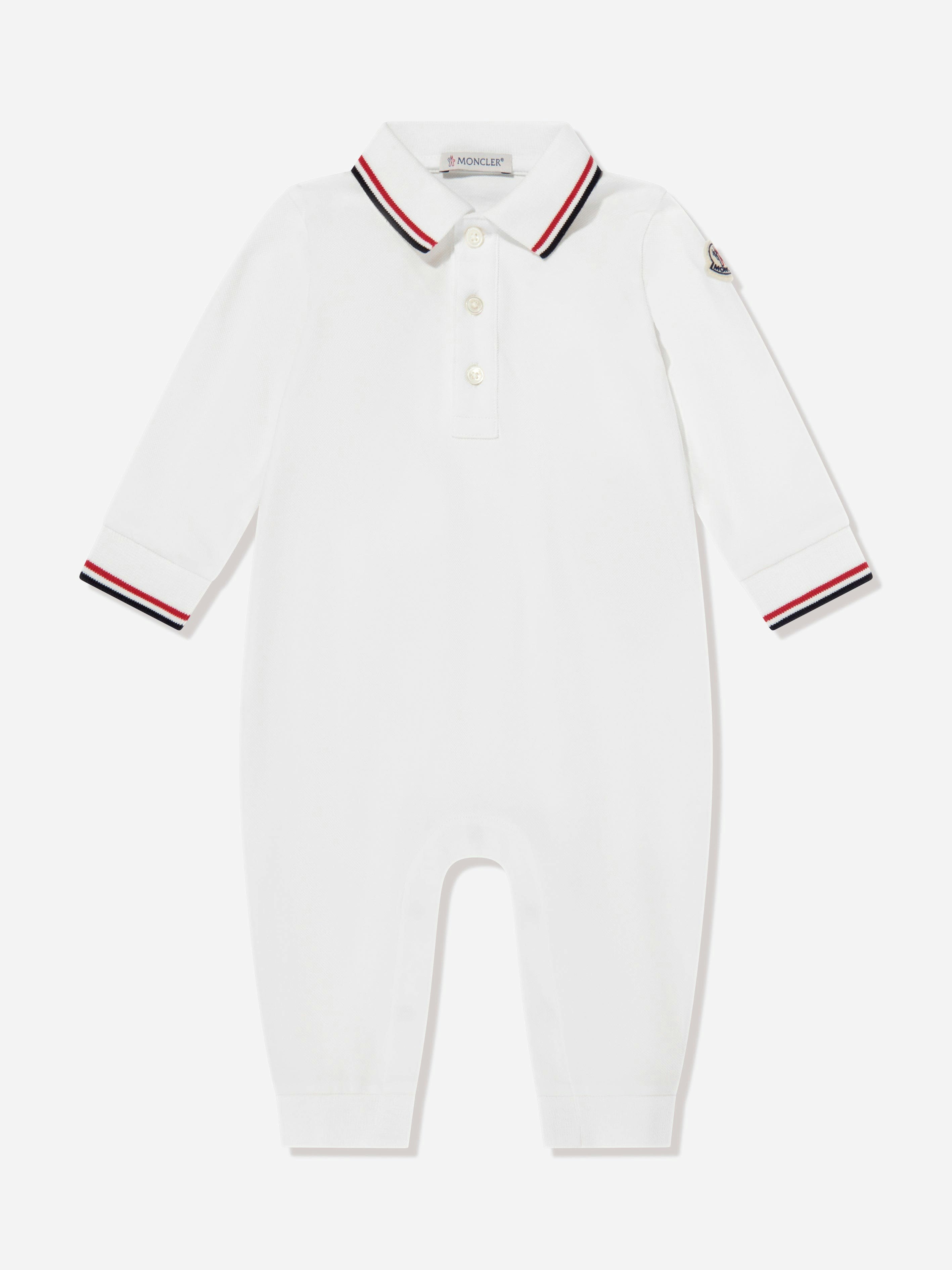 Moncler Enfant Men's Ivory Baby Boys Polo Romper In - 6 - 9 Mths