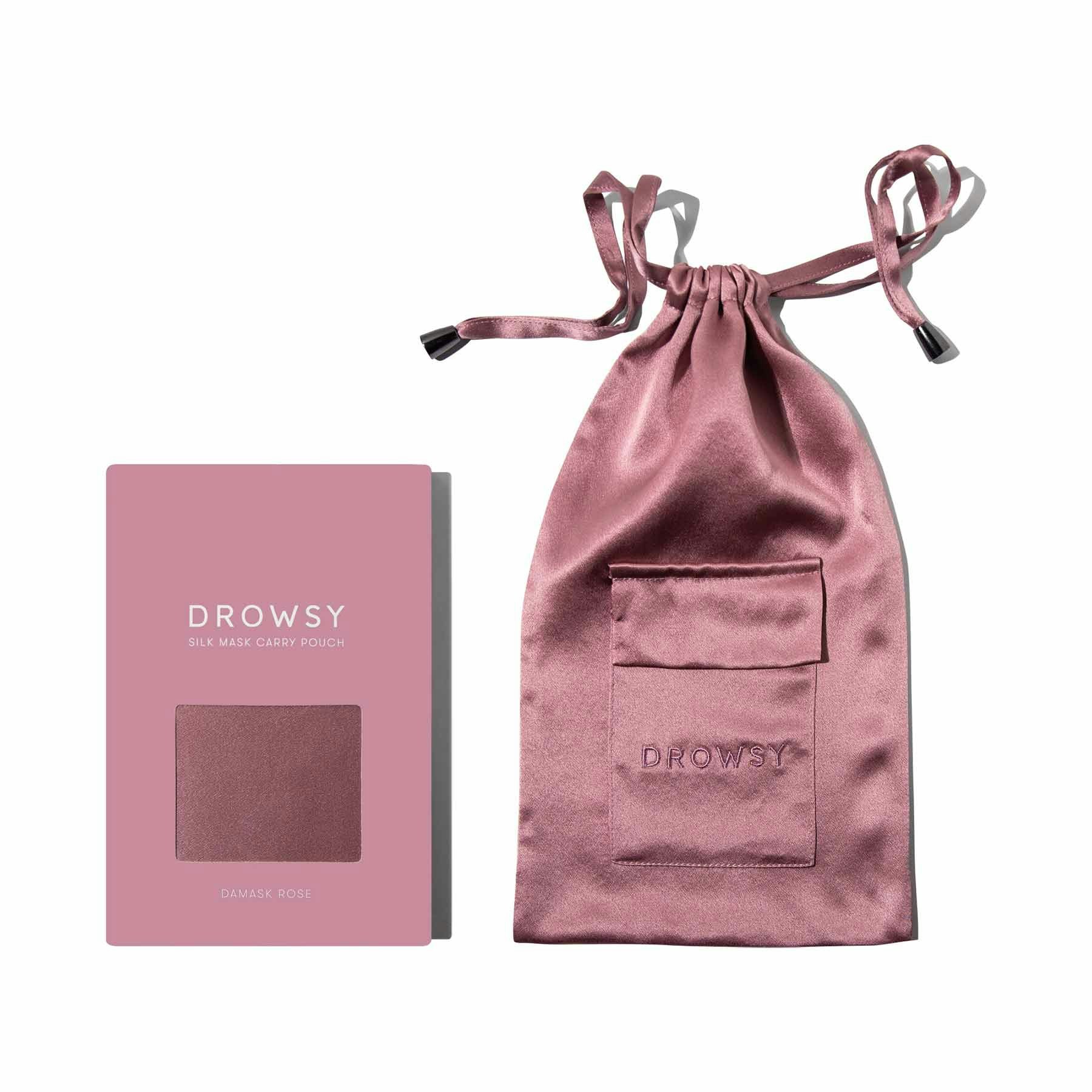 Drowsy Sleep Co Silver Damask Rose Silk Carry Pouch