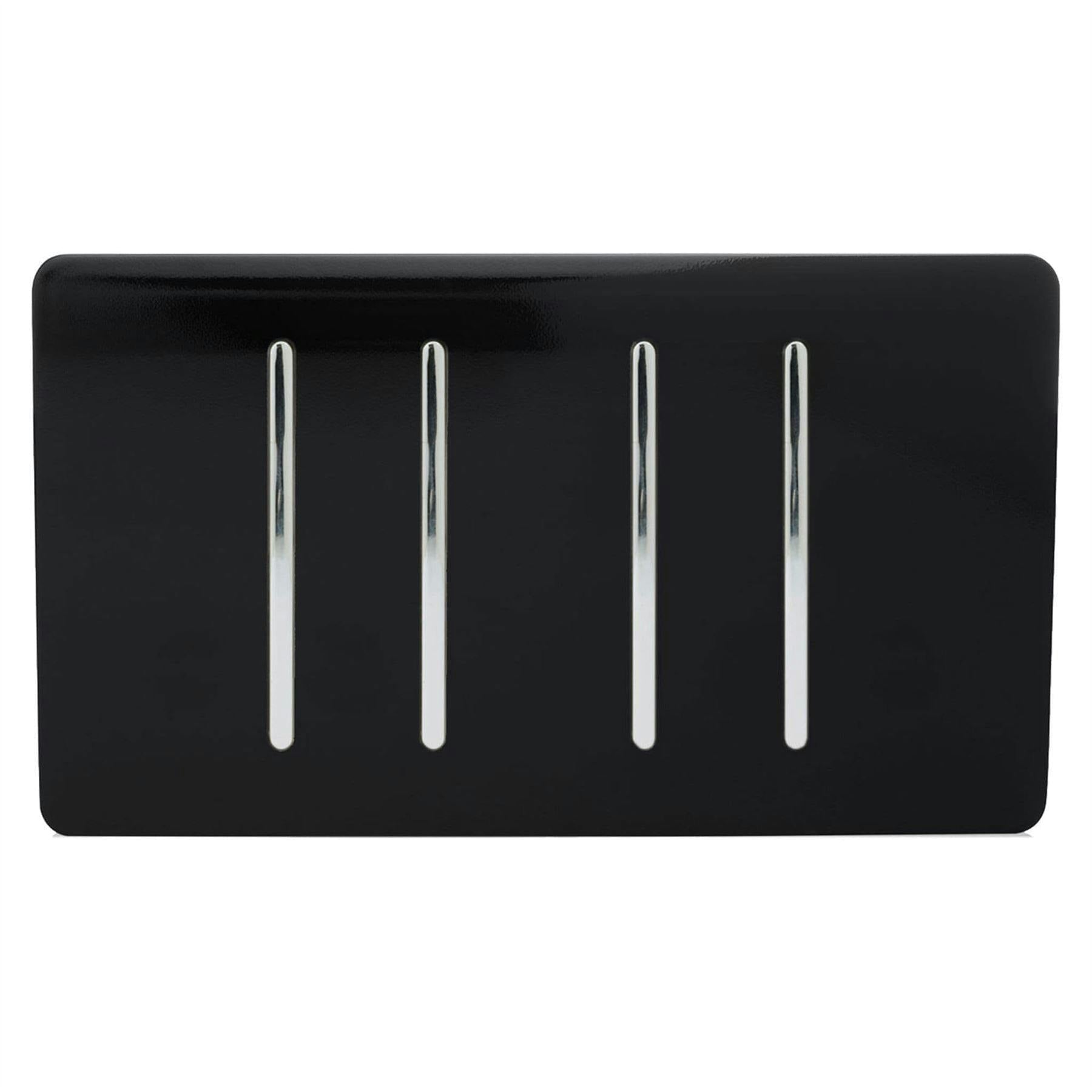 Trendi Switch Trendi 4 Gang 3 Way Intermediate 10 Amp Rocker Light Switch - Piano Black - Image 5