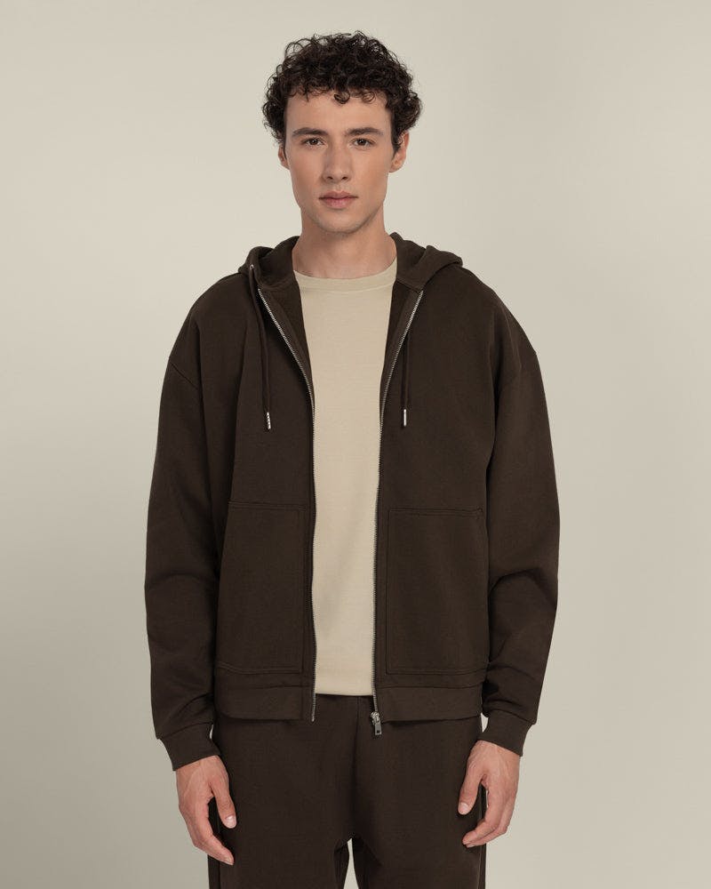 Larsson & Co Brown Jelling - Heavyweight Zip-Through Hoodie - Xl