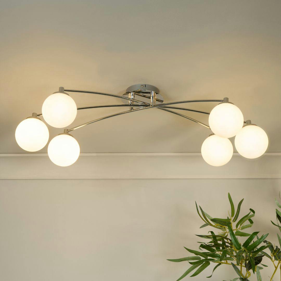 Rackhams Light Navarro 6 Chrome Semi Flush Ceiling