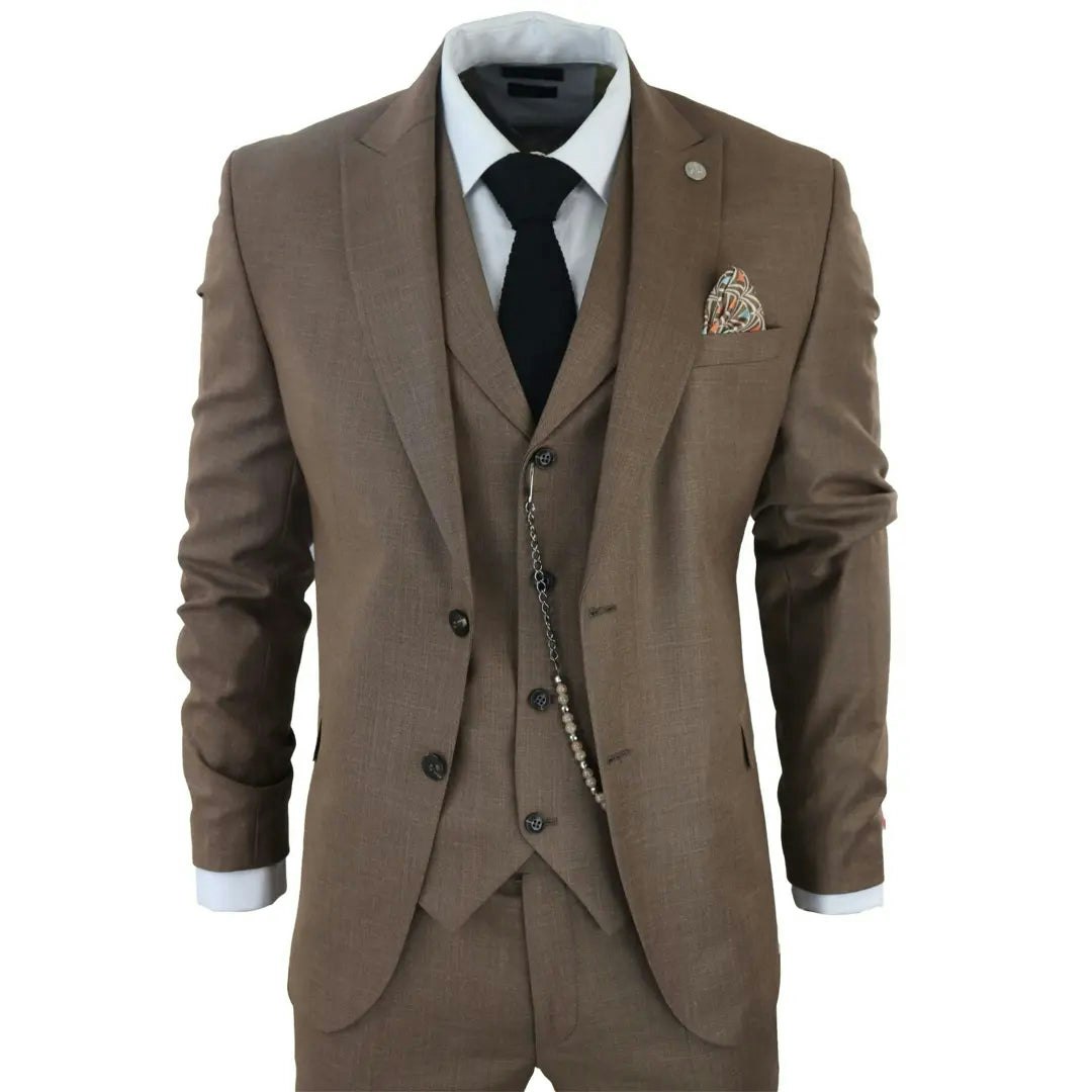 Truclothing Men's Brown James - 3 Piece Plain Suit - 48" Jacket 42" Trousers
