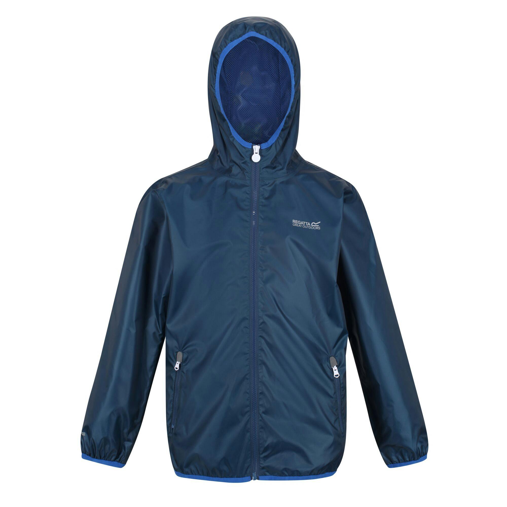 Regatta Great Outdoors Kids Lever Ii Packaway Rain Jacket - Moonlight Denim - Moonlight Denim - 13 Years - 100% Polyamide