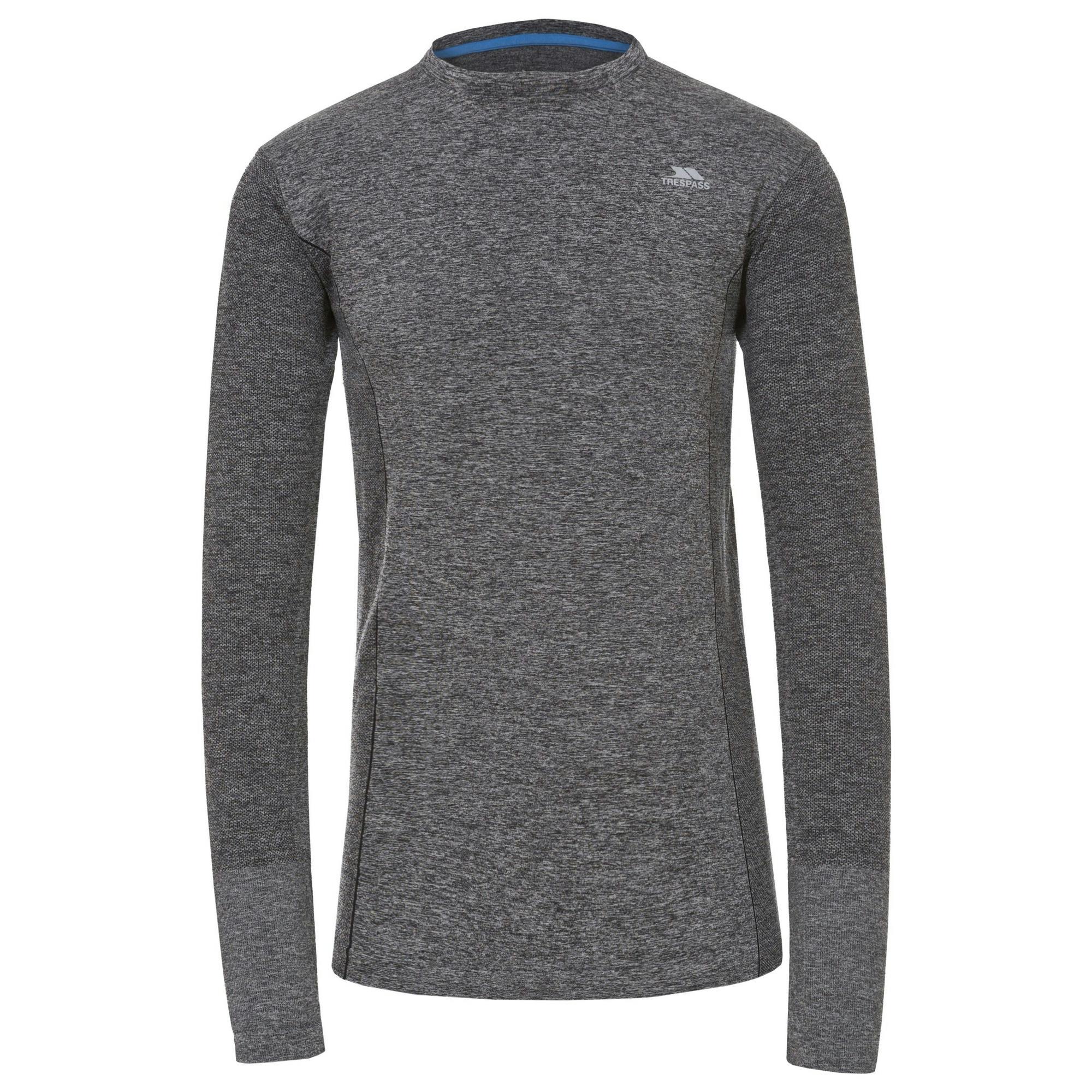 Trespass Men's Black Timo Long Sleeve Active Top - Marl - Xxl - Marl - 59% Polyamide/36% Polyester/5% Elastane