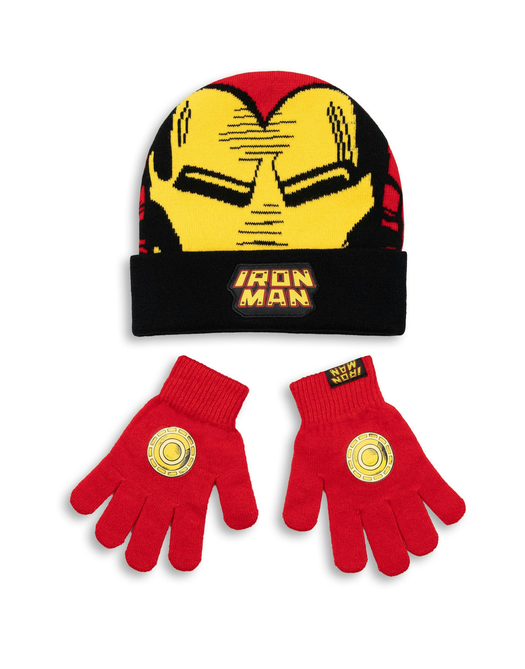 Vanilla Underground Boys Red Marvel Ironman Beanie And Gloves Set (One Size)