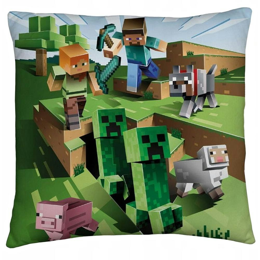 Minecraft Green/Blue/Brown Characters Filled Cushion - 40Cm X 40Cm