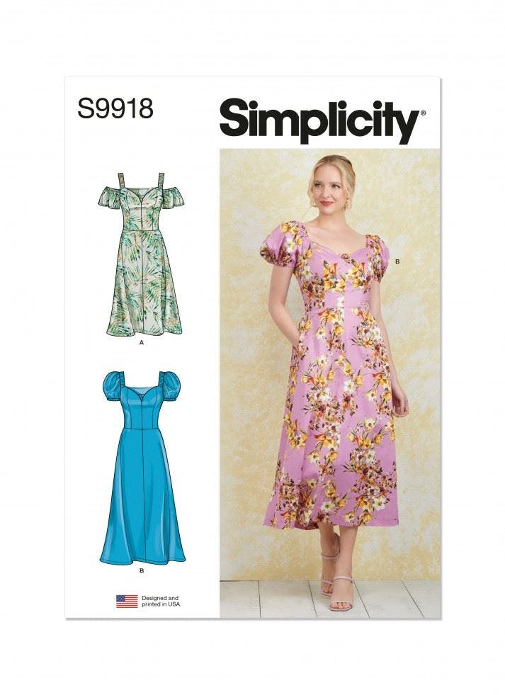 Simplicity Women's Sewing Pattern 9918, Dresses For D5 (4-6-8-10-12) - Intermediate - D5 (4-6-8-10-12)