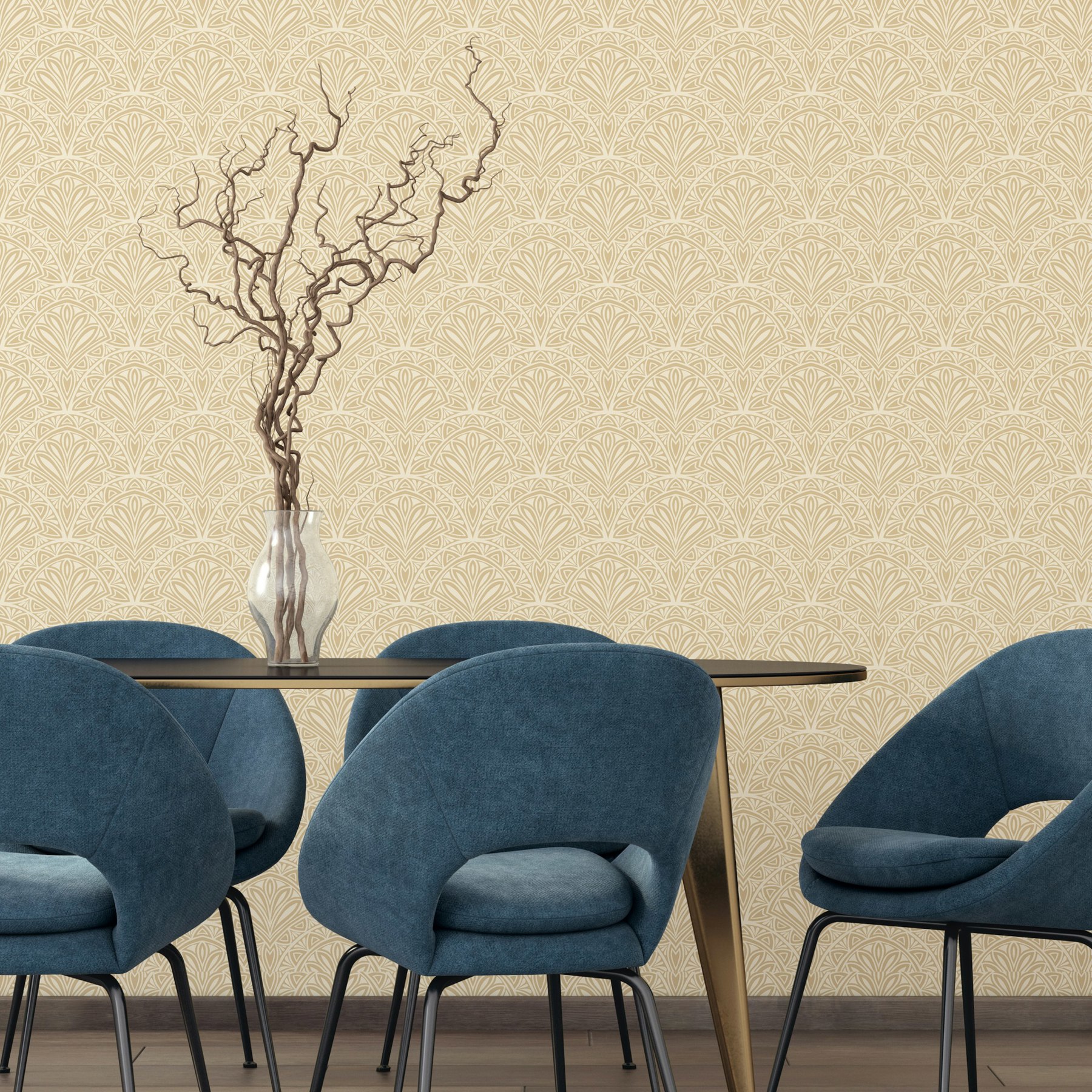 Hoopla Walls Gold Deco Fan - 10M Wallpaper