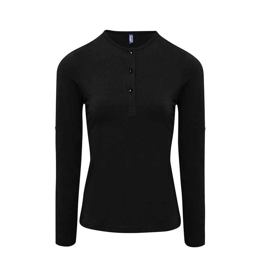 Premier Womens/Ladies Long John Plain Roll Sleeve T-Shirt (Black) - Size 8 UK - Image 3