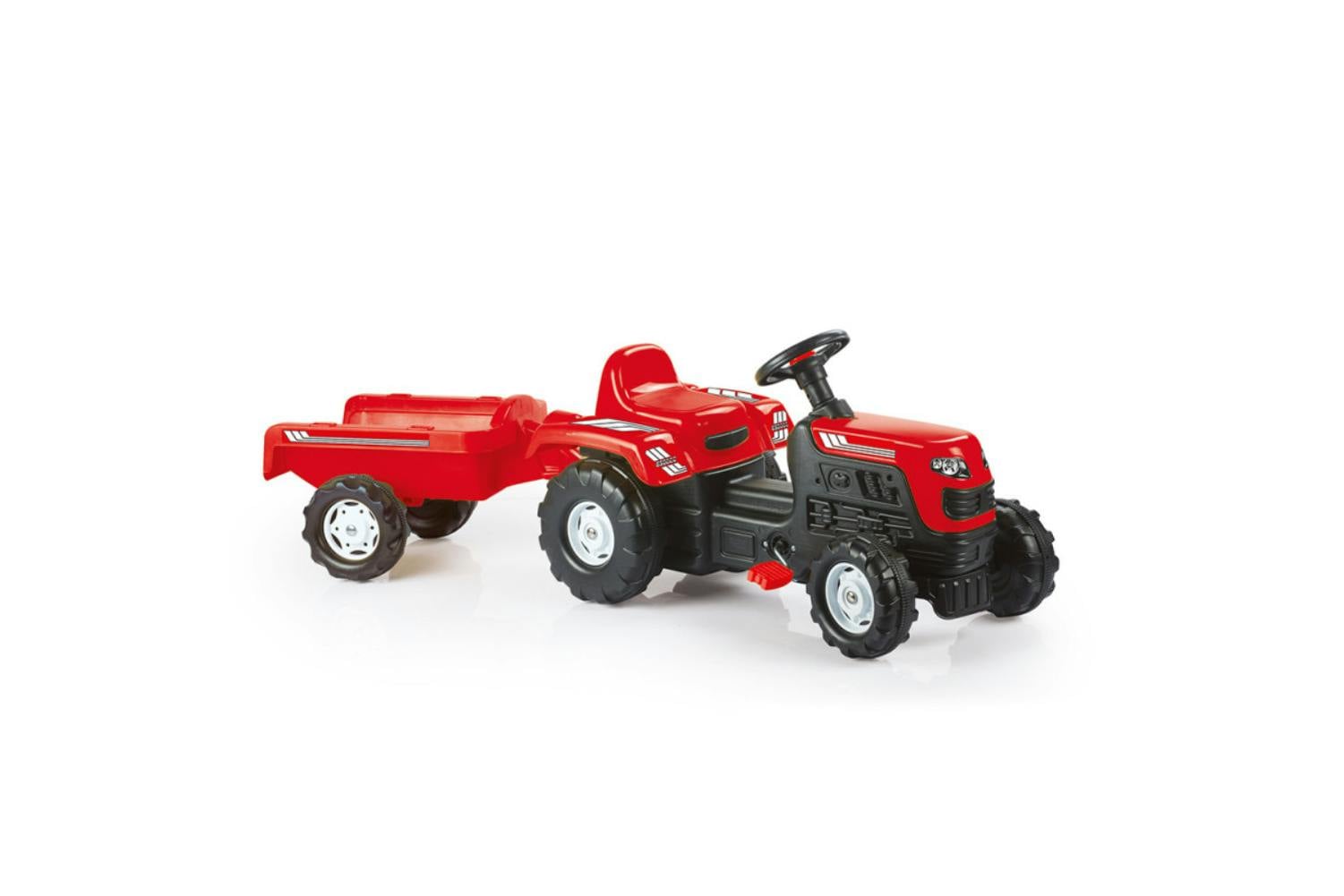 Dolu Red Kids Tractor Pedal Operated Ride On Truck With Trailer
