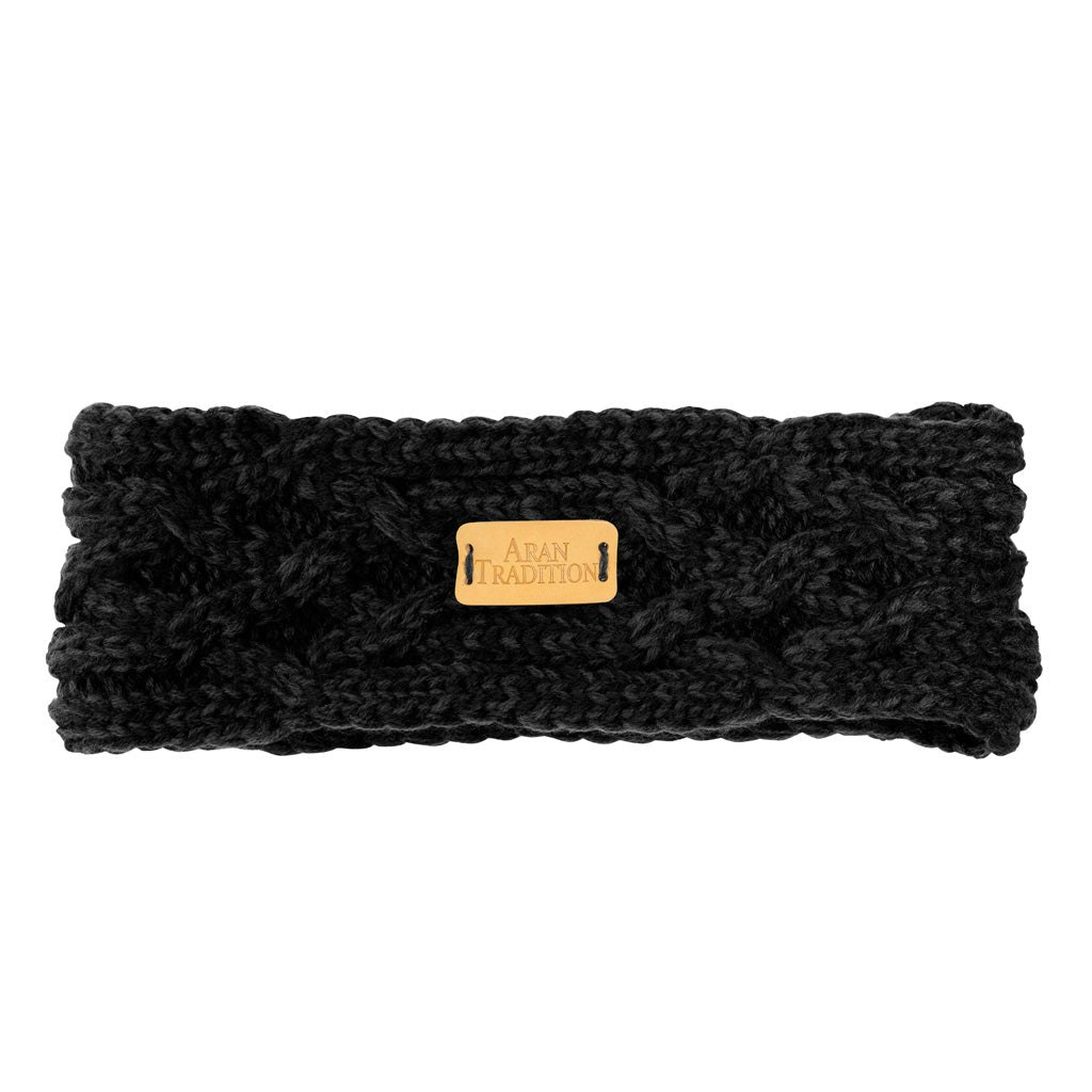 Aran Traditions Black Aran Cable Knit Headband