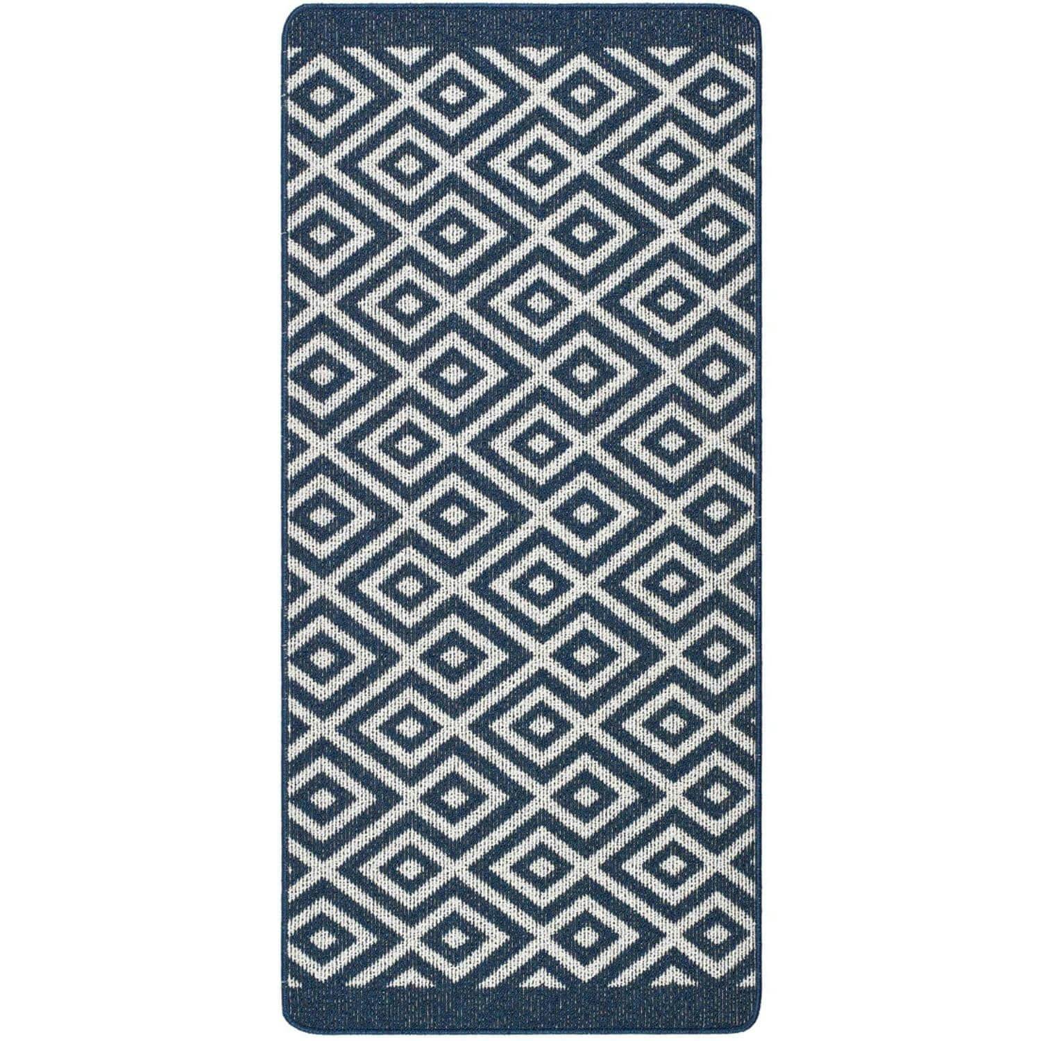 Rackhams Blue Diamond Washable Mat And Runner - 67X150 Cm