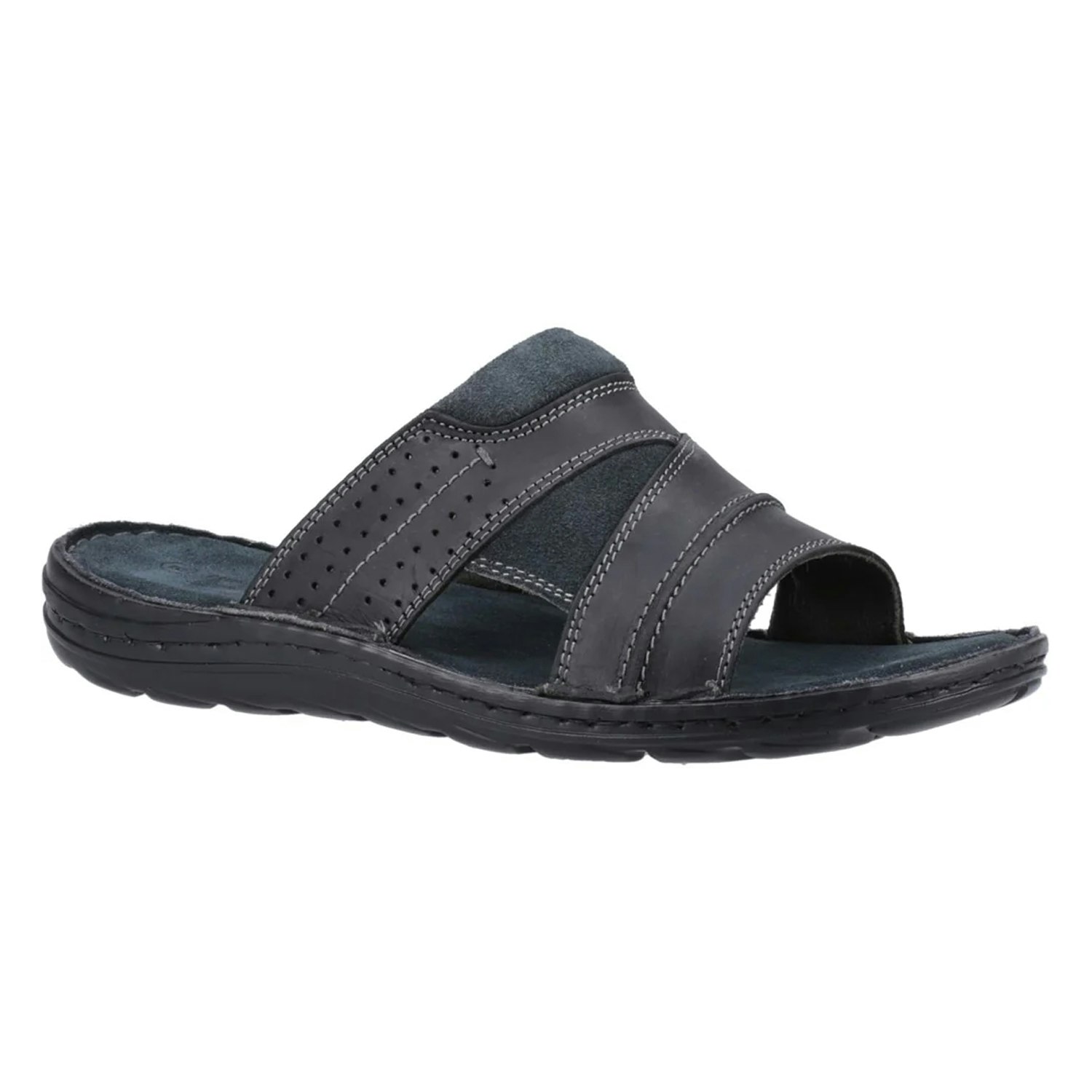Hush Puppies Men's Black Archer Leather Mule Sandals - Size 6 Uk