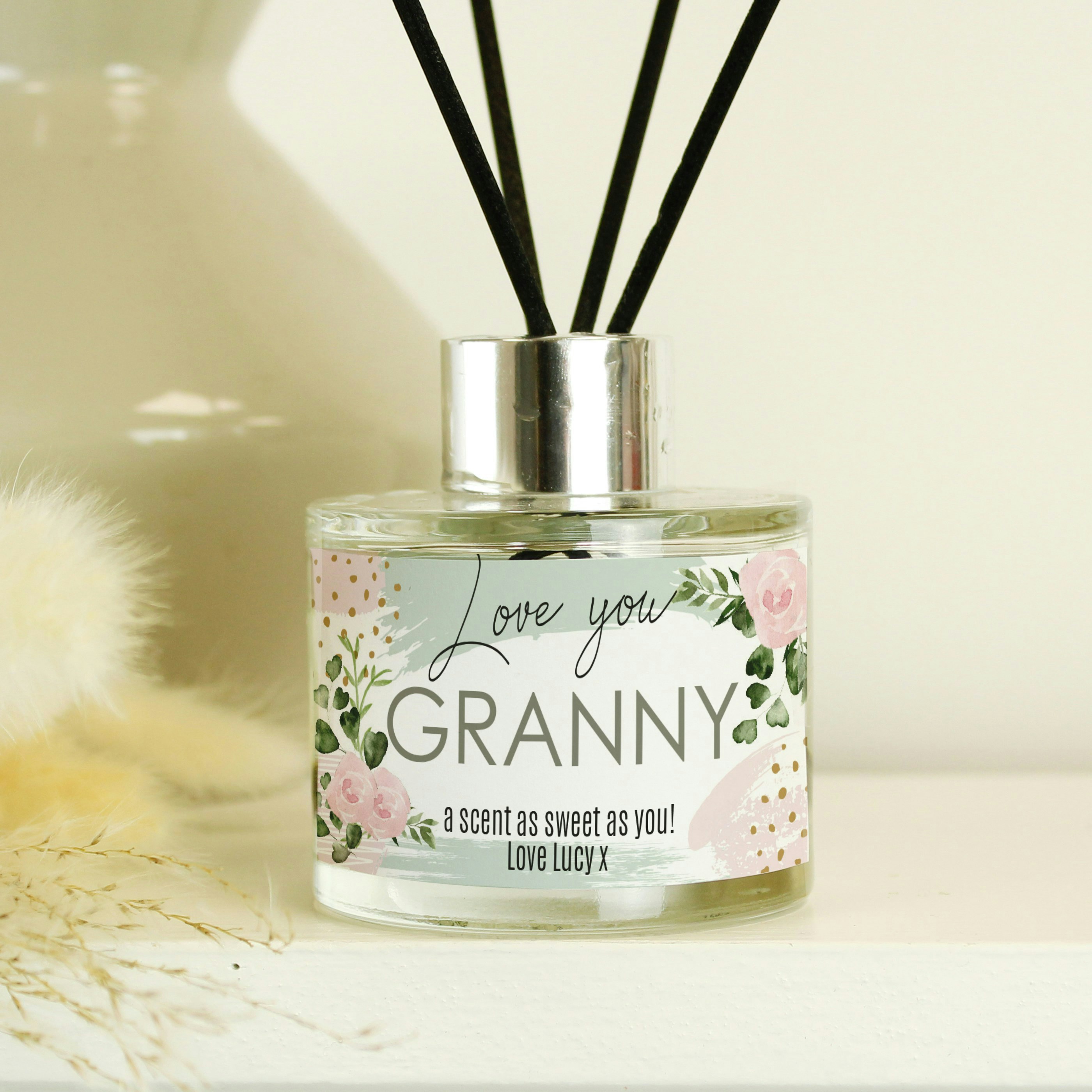 Rackhams Personalised Abstract Rose Reed Diffuser