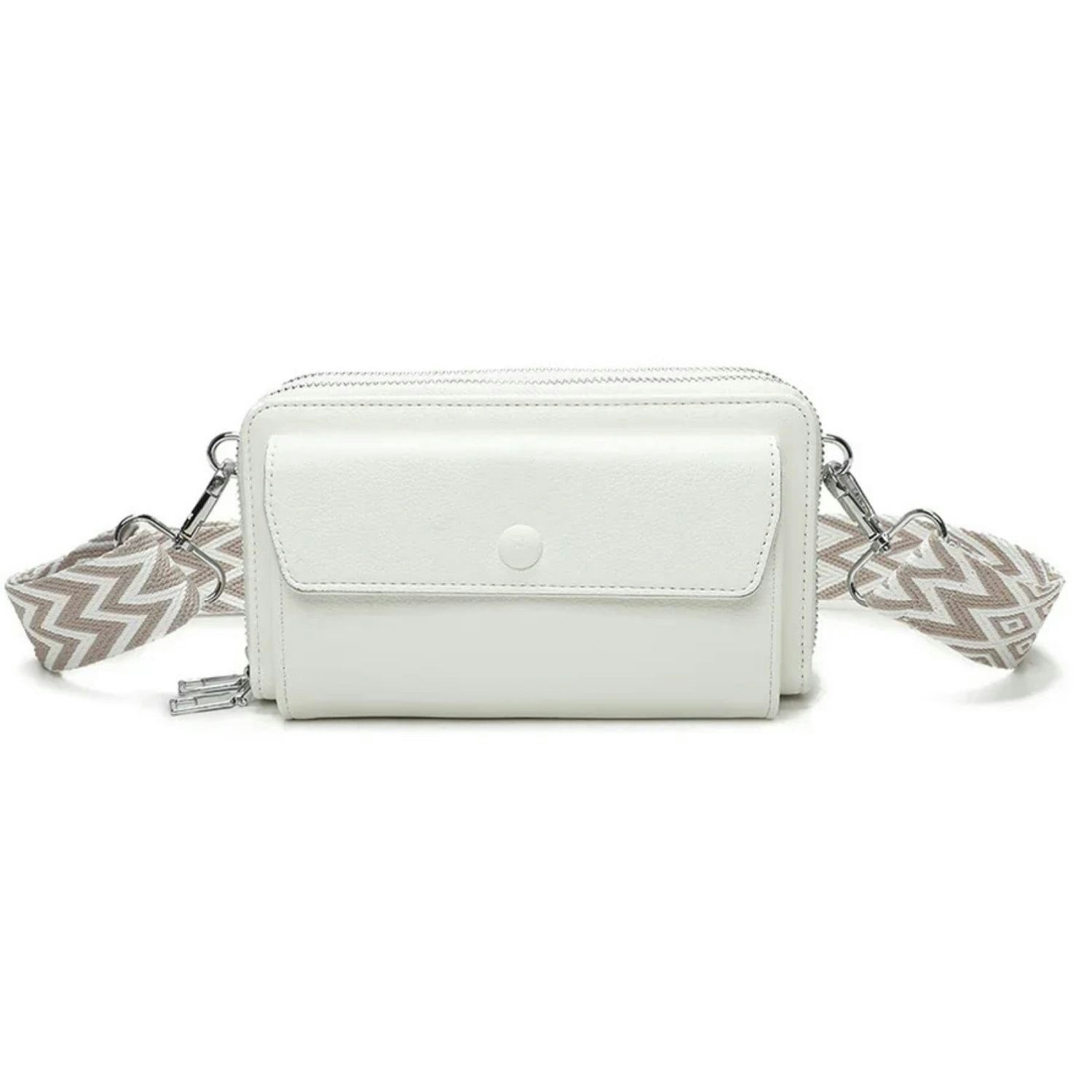Love Emvy Women's White City Collection Crossbody Purse Bag With Diamante Charm