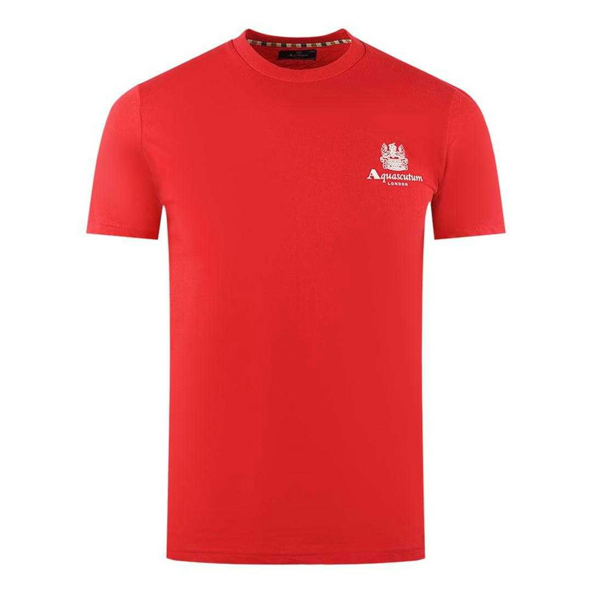 Aquascutum Men's Red London Aldis Logo T-Shirt - M - 100% Cotton